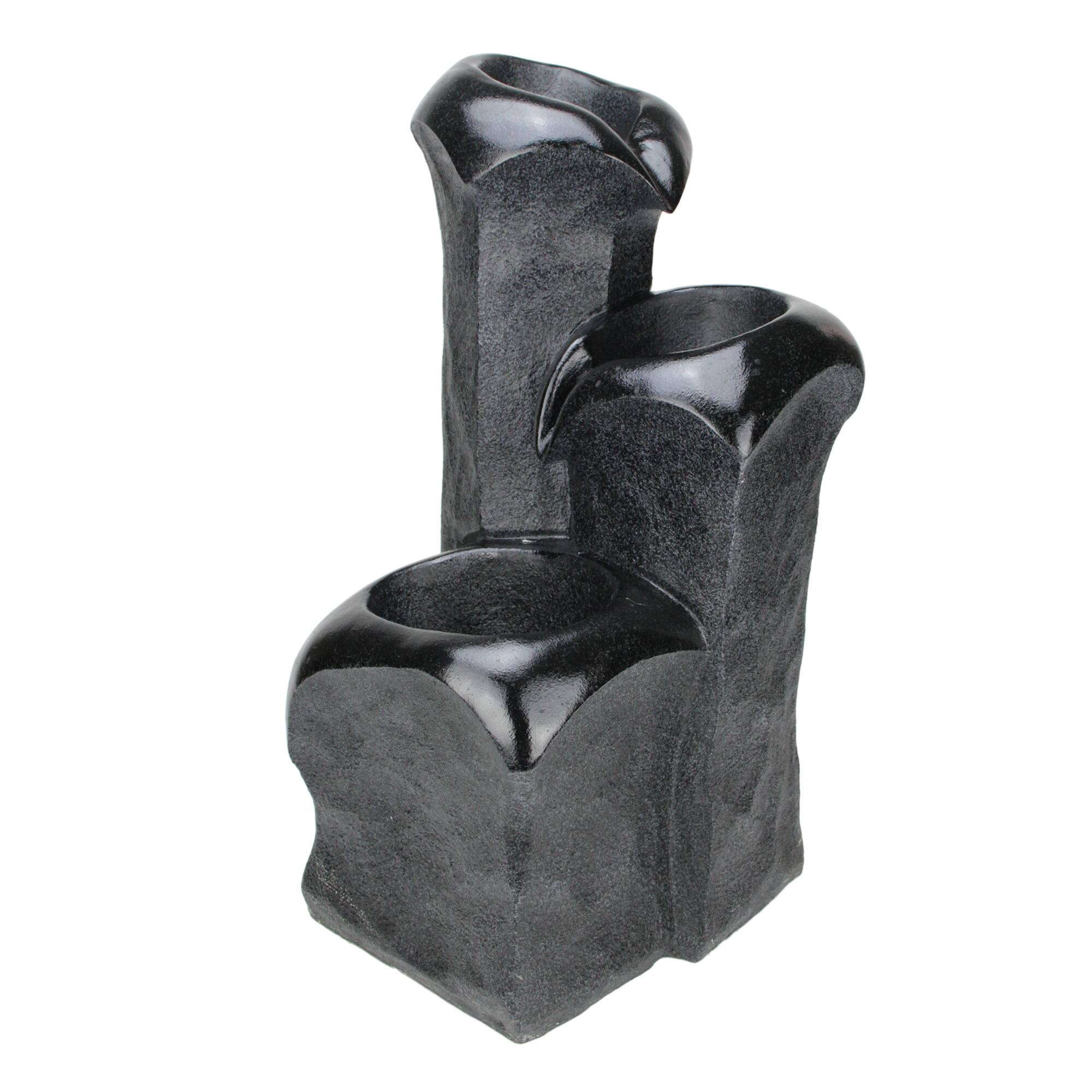 25" Weathered Jet Black Three Tier Outdoor Patio Garden Water Fountain