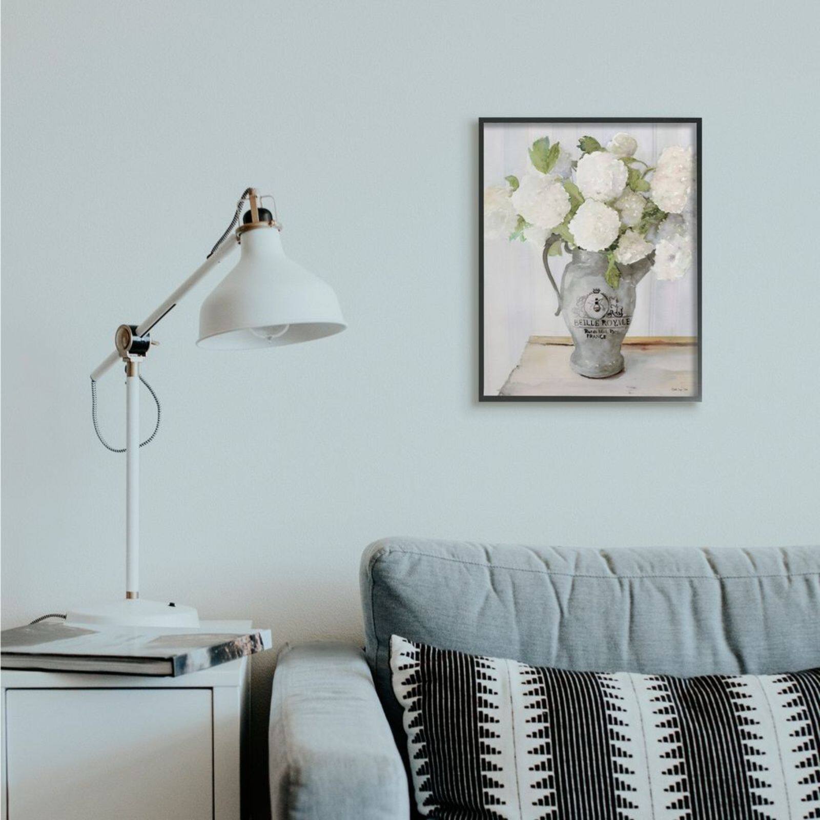 Stupell Industries White Hydrangea Bouquet Wall Art in Black Frame