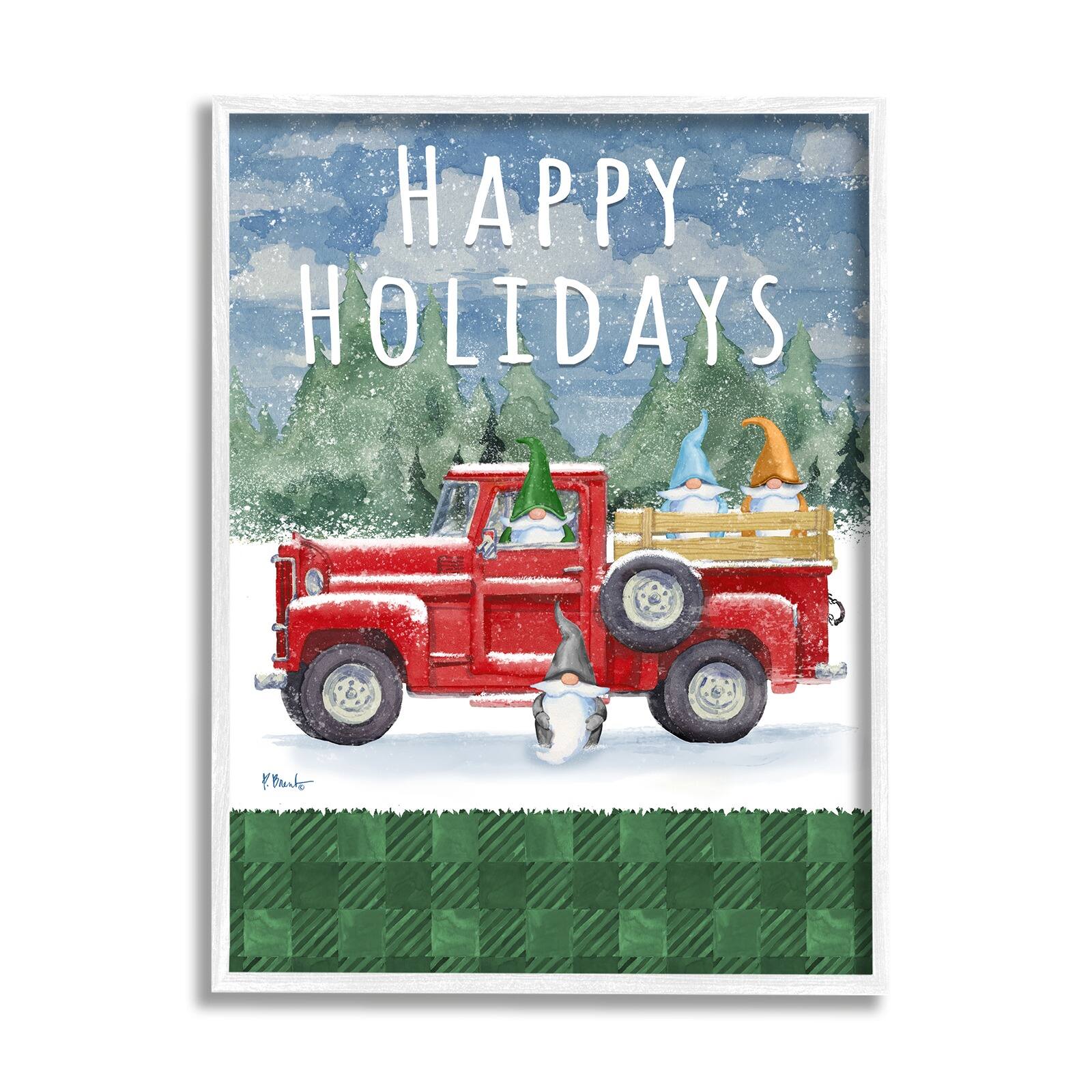 Stupell Industries Happy Holidays Truck Framed Giclée Art