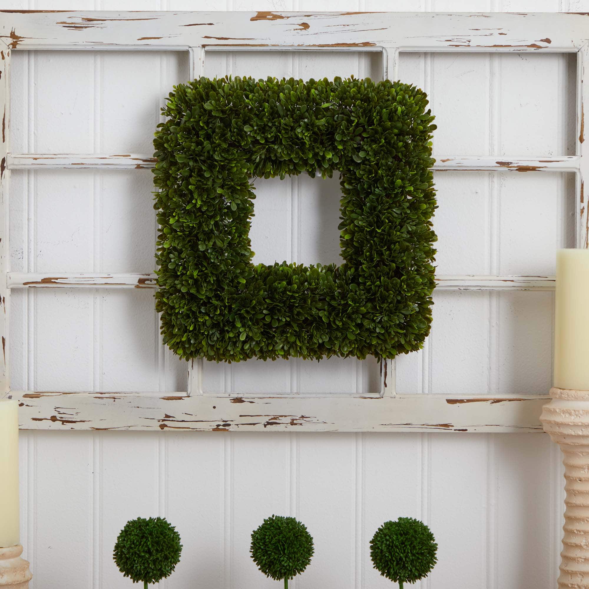 17” Square Tea Leaf Wreath