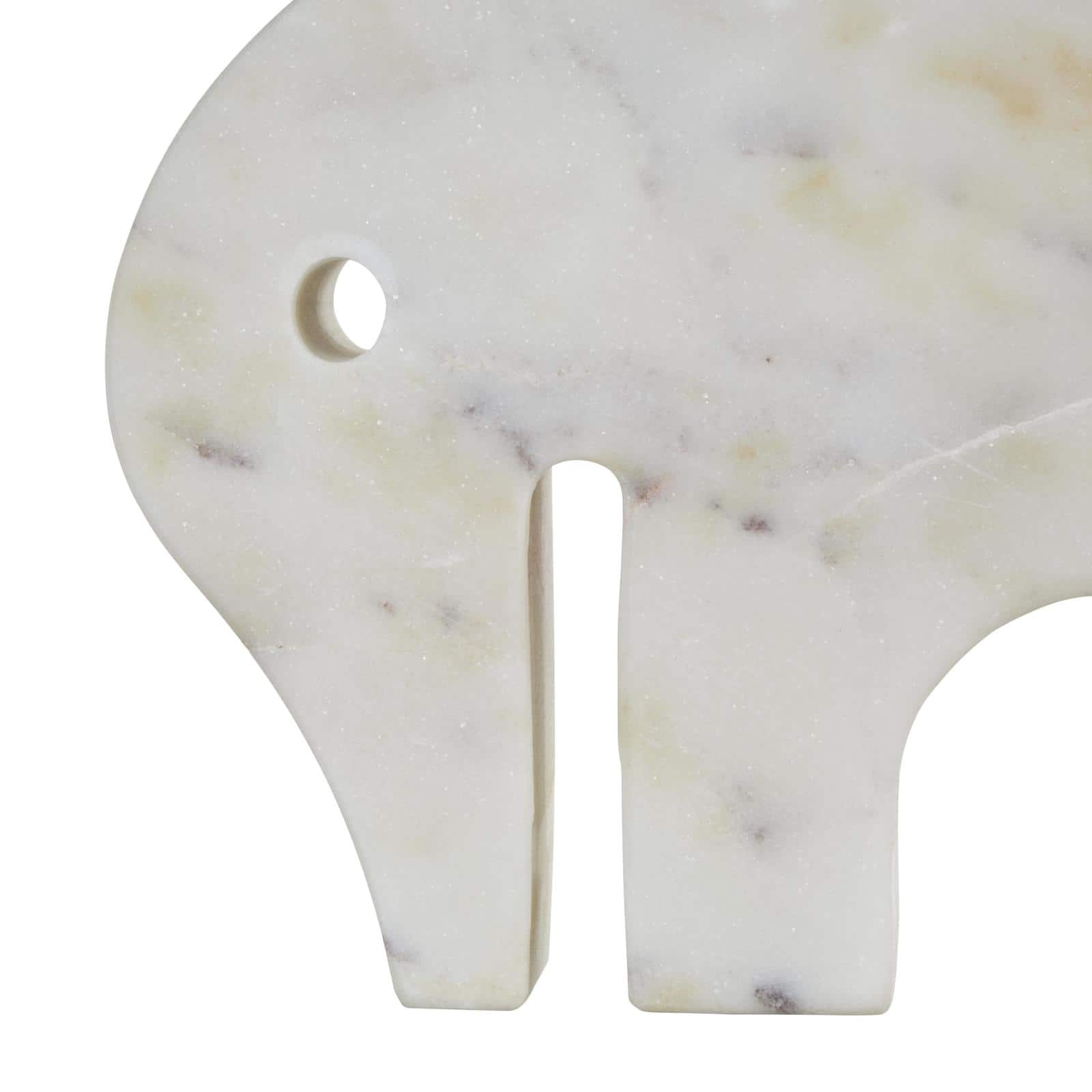 White & Gray Rounded Abstract Marble Elephant Sculpture Set
