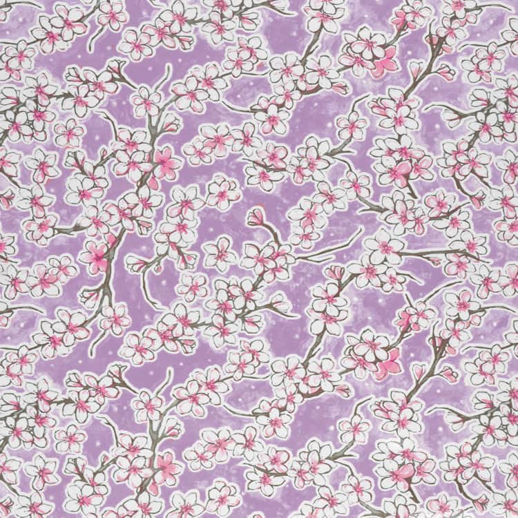 Lilac Cherry Blossoms Oilcloth