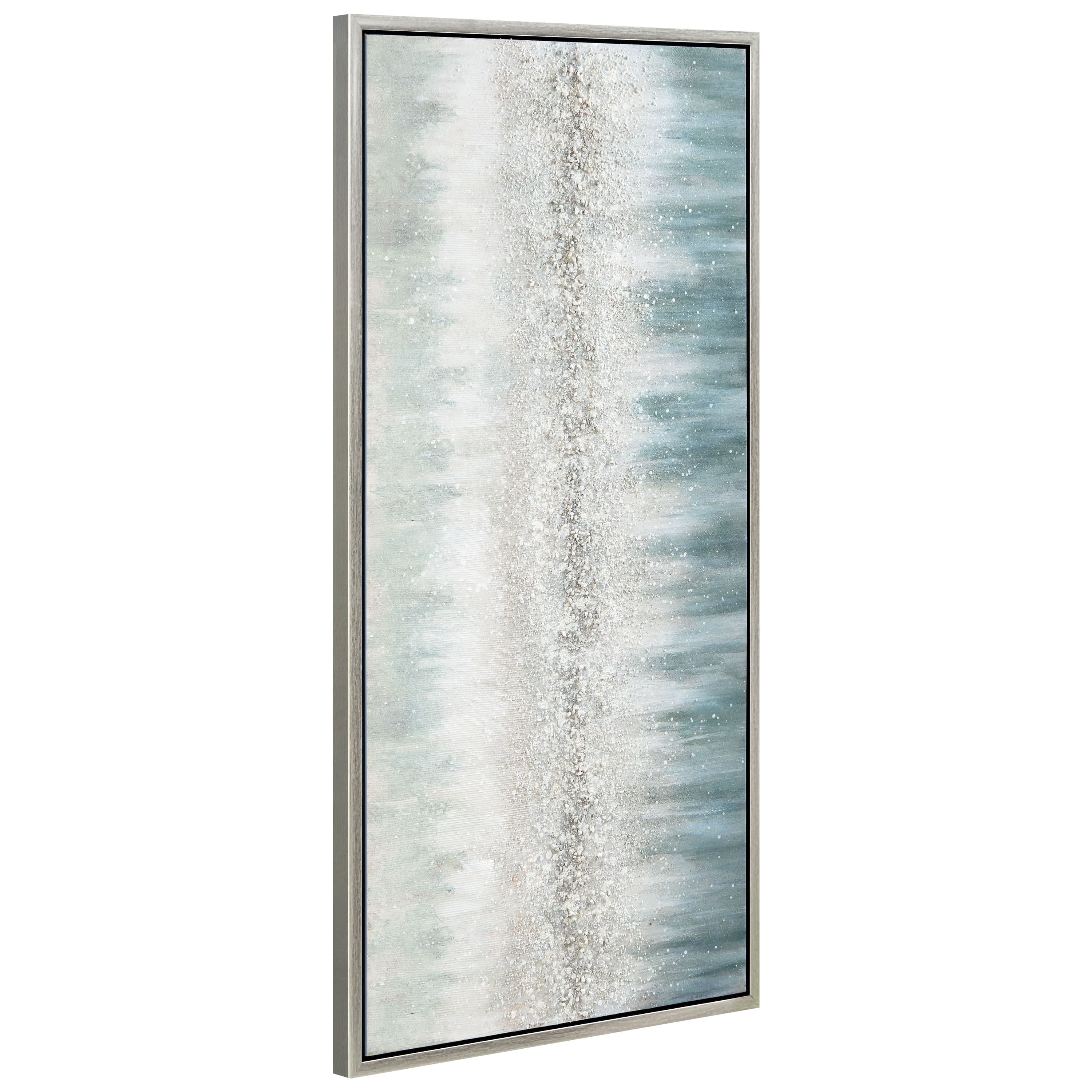 Empire Art Direct 48" x 24" Silver Mist Textured Glitter Hand Painted Framed Canvas Wall Art