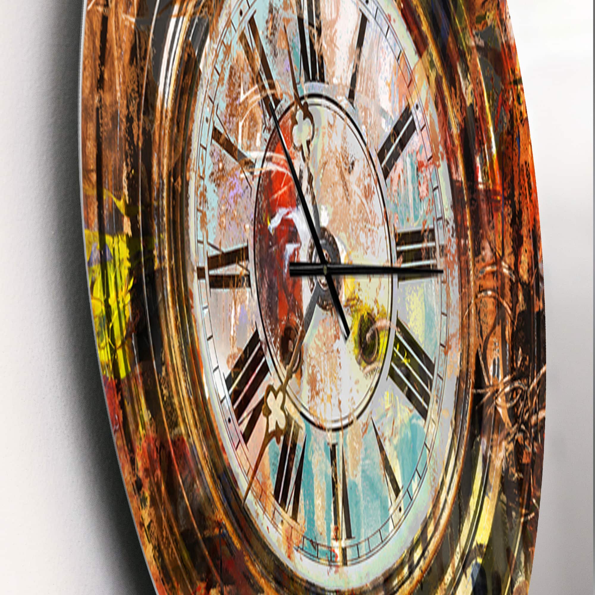 Designart 'People And Time Acrylic Painting Industrial Wall Clock