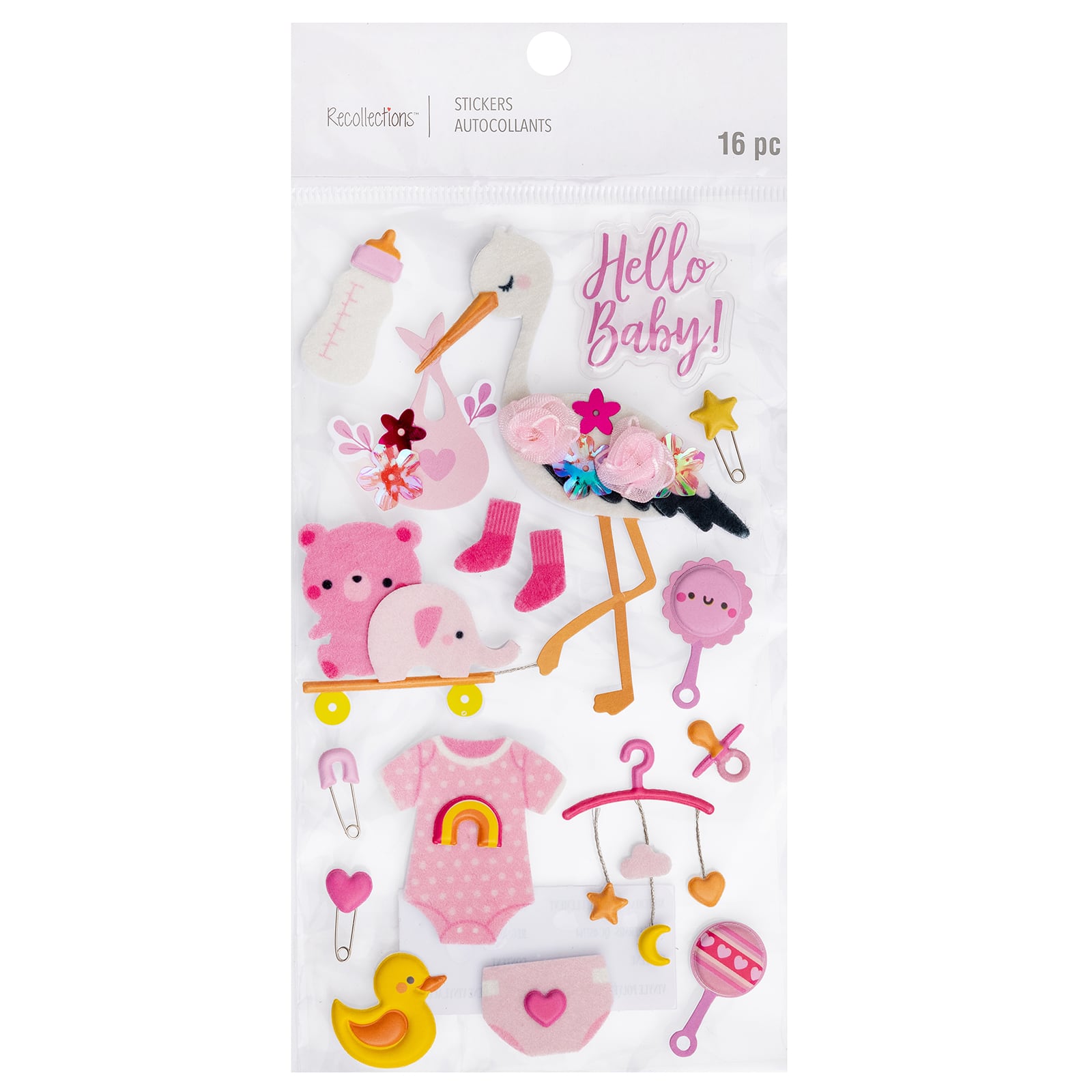 Baby Girl Stork Dimensional Stickers by Recollections™