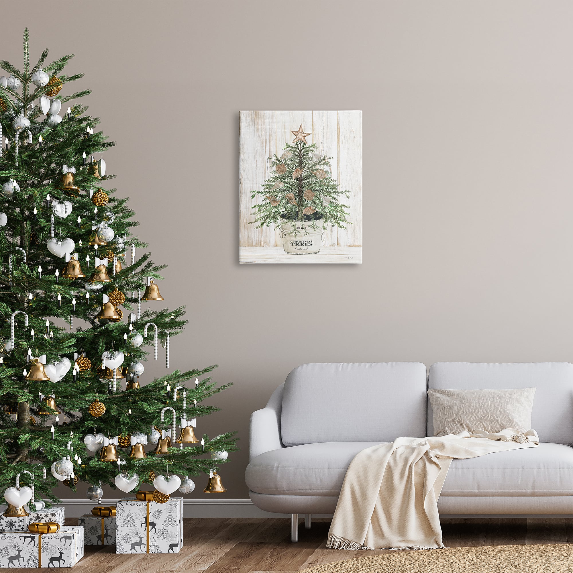 Stupell Industries Rustic Seashell Christmas Tree Canvas Wall Art