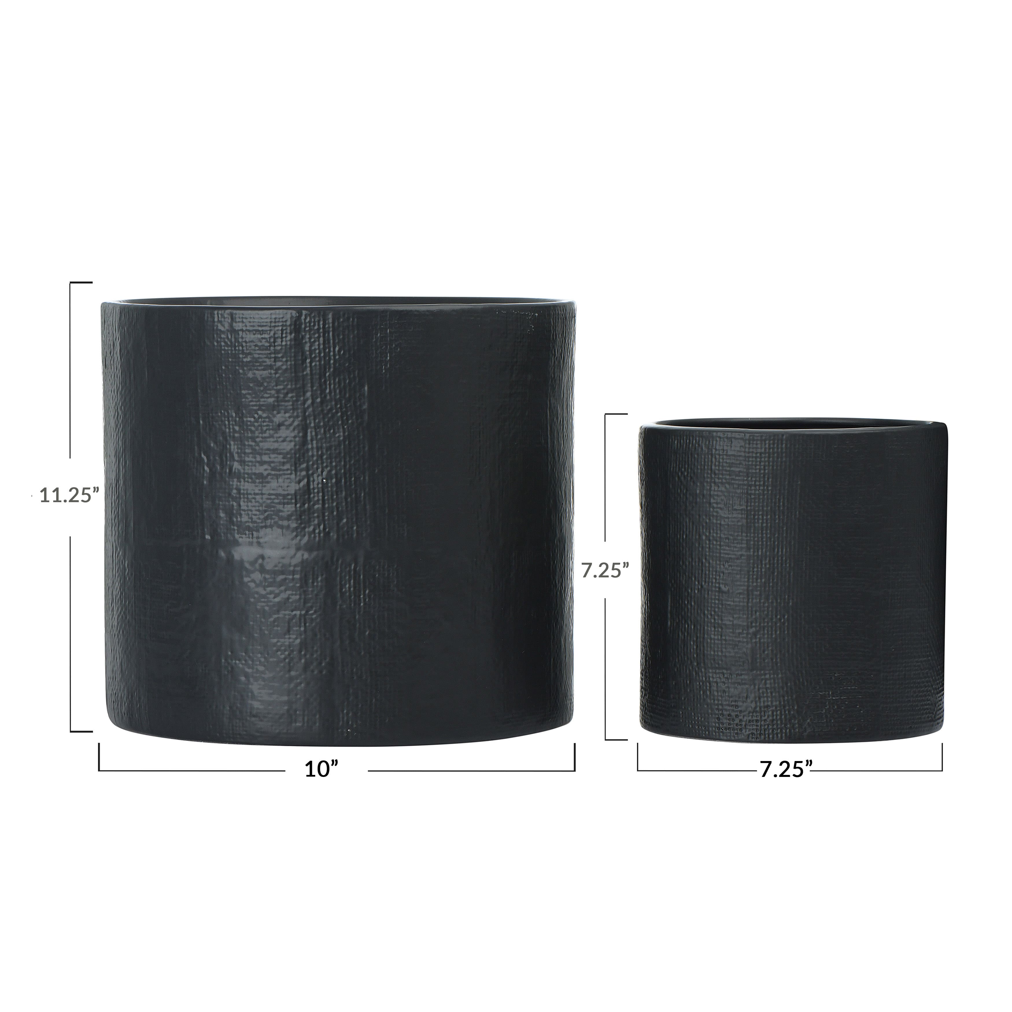 Hello Honey® Stoneware Planters with Embossed Cross Hatch Texture Set