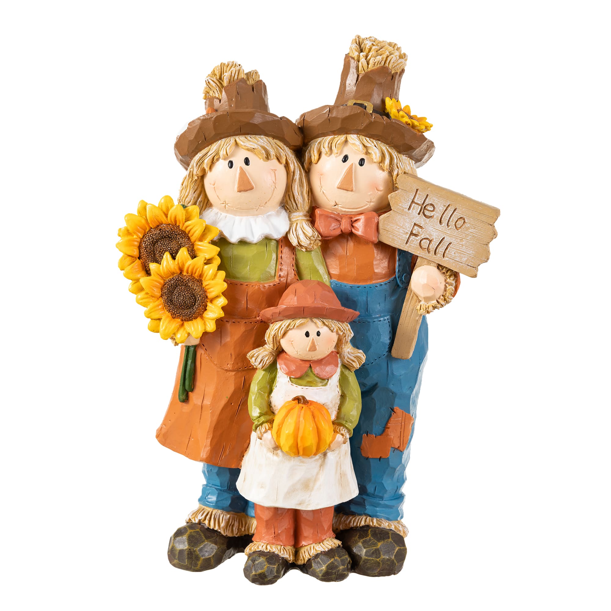 Glitzhome® 10.5" Fall Resin Scarecrow Family Table Decor