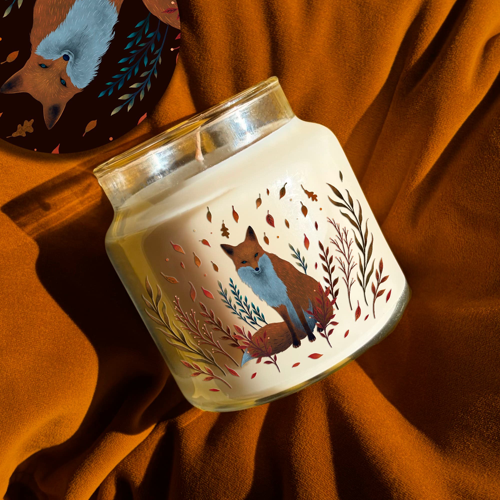 Courtside Market® 18oz. Autumn Fox Apple & Cedarwood Soy Wax Candle with Wooden Lid