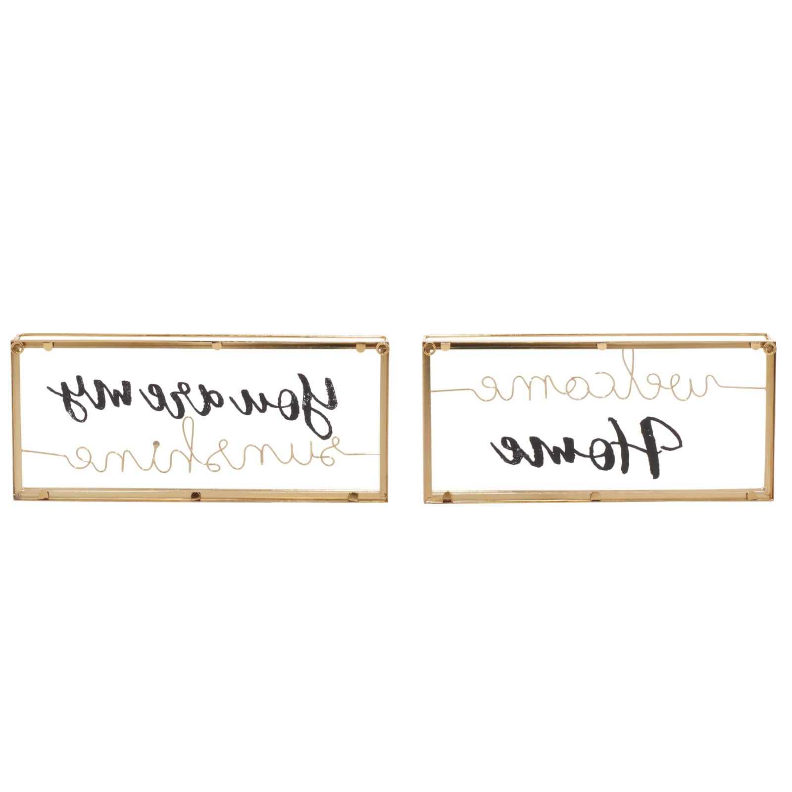 Gold Metal Contemporary Wall Sign Set