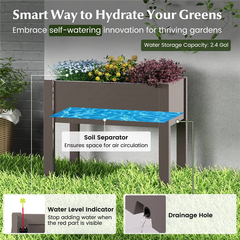 Costway 14gal. Raised Garden Bed with Water Level Indicator & Drainage Hole