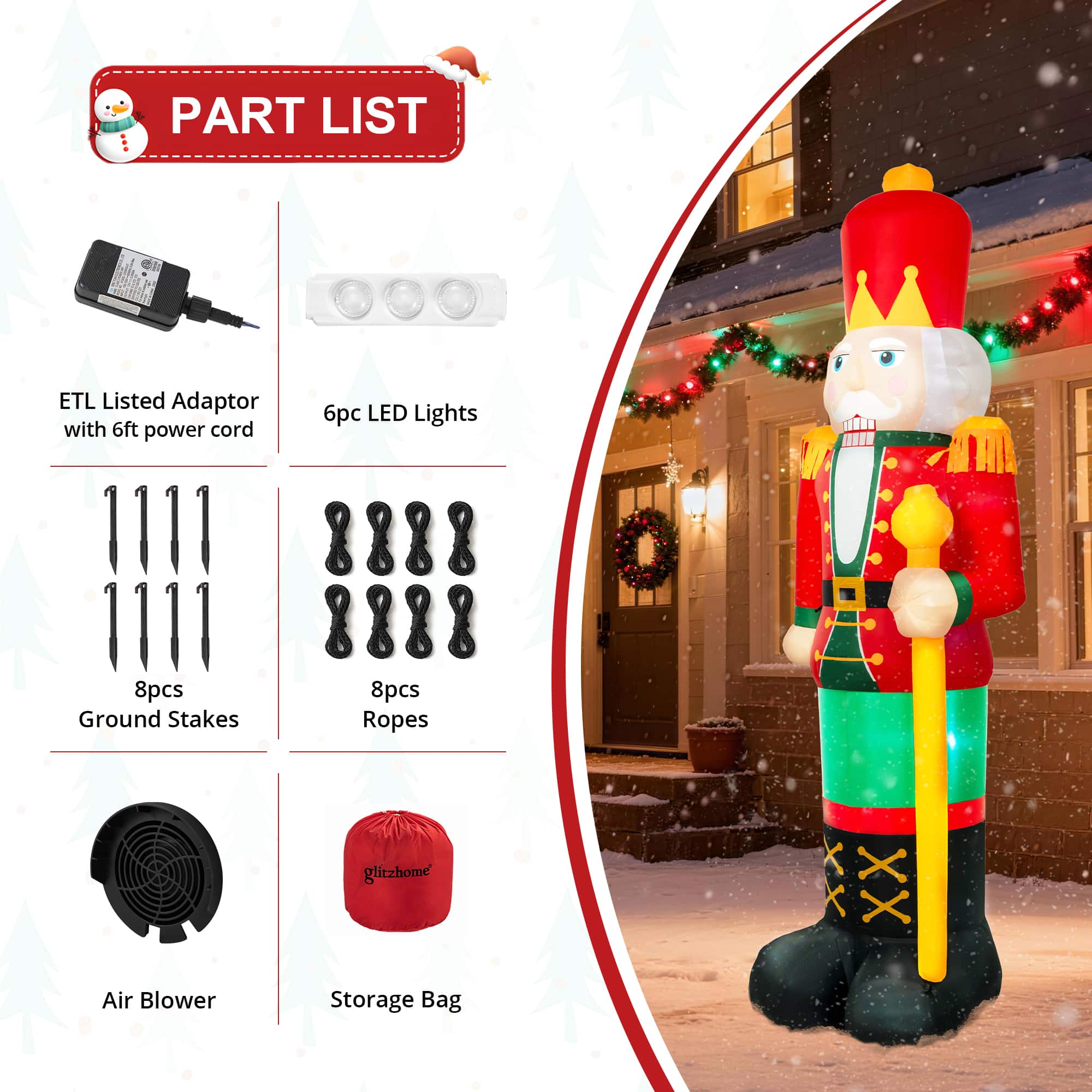 Glitzhome® 15FT Giant Lighted Inflatable Nutcracker Decor