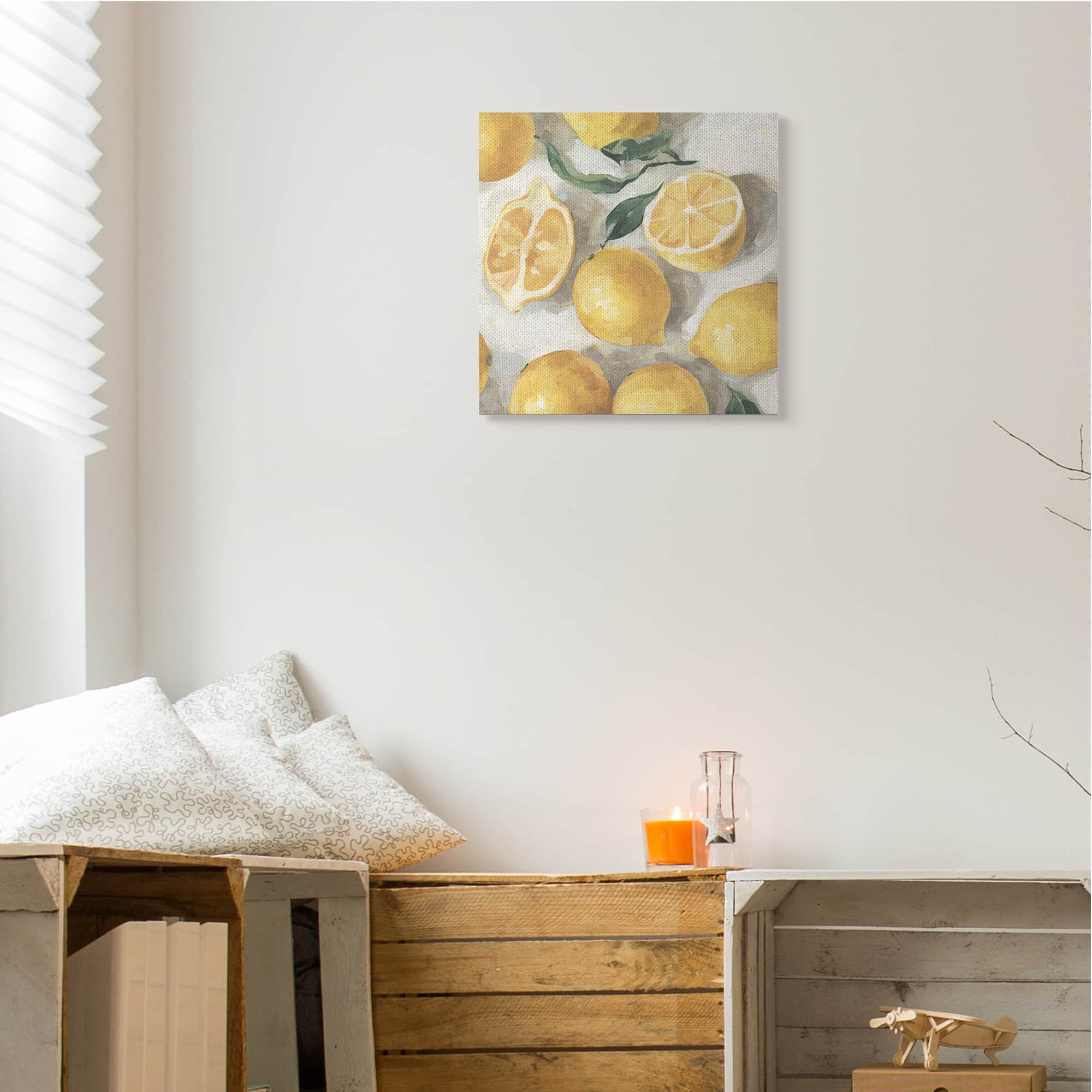 Stupell Industries Citrus Fruits Sliced Lemon Pile Over White Canvas Wall Art