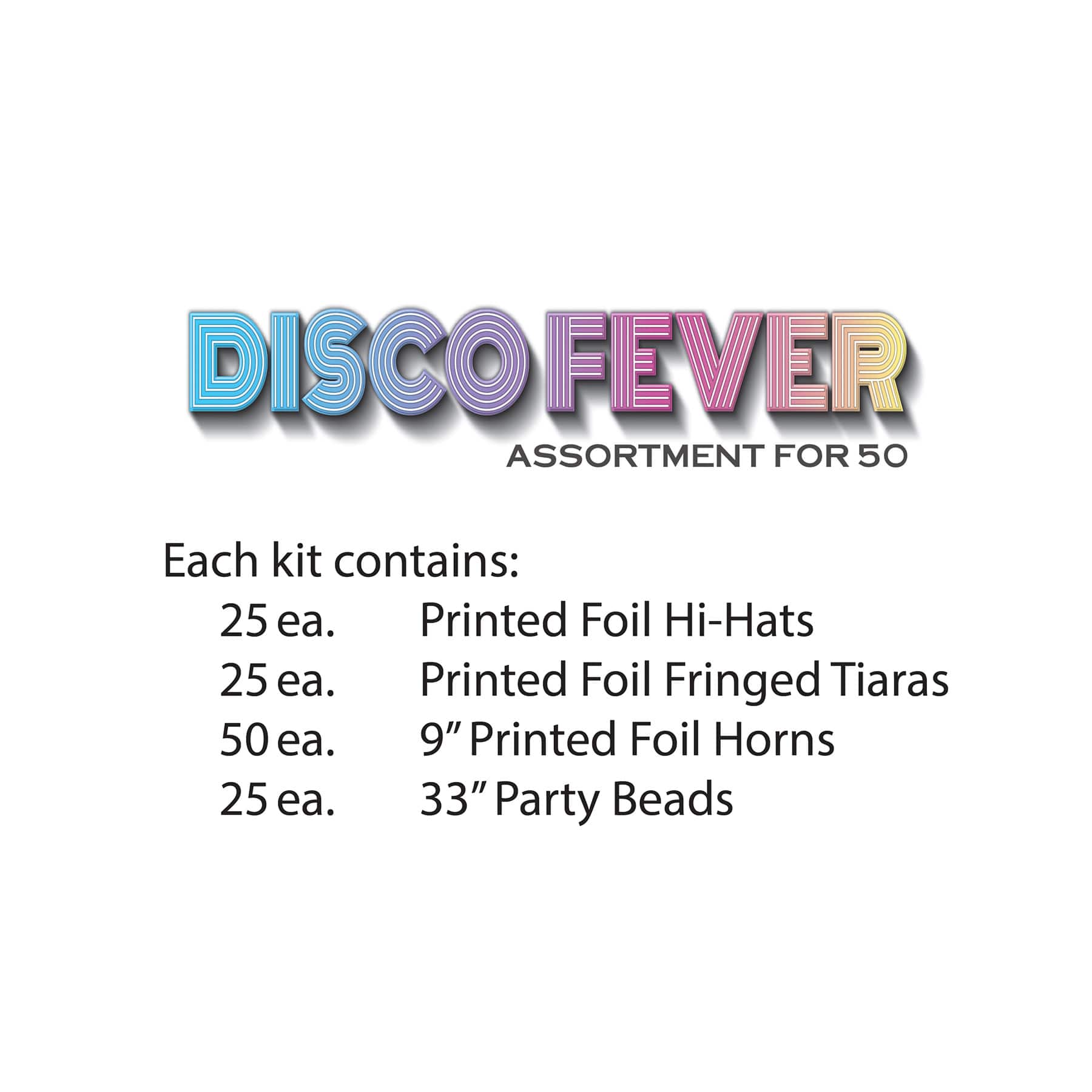 Beistle New Year Disco Fever Party Favor Kit for 50