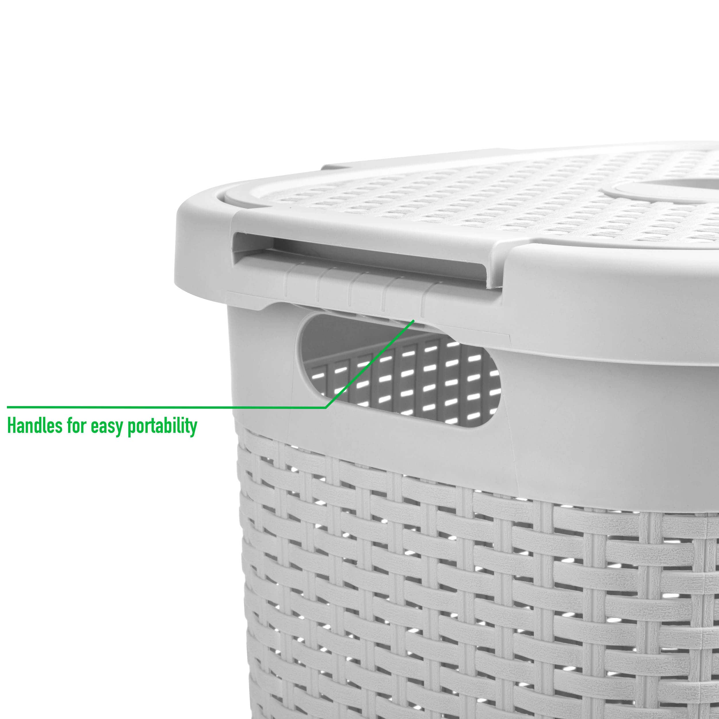 Mind Reader 60L Hamper Laundry Basket with Cutout Handles