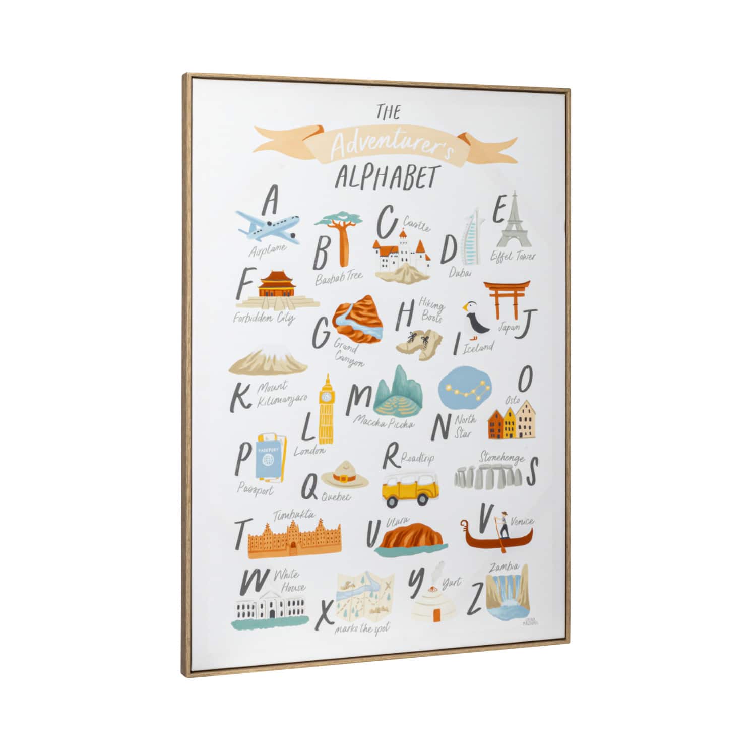 Hello Honey® Adventurer's Alphabet Canvas Framed Wall Décor