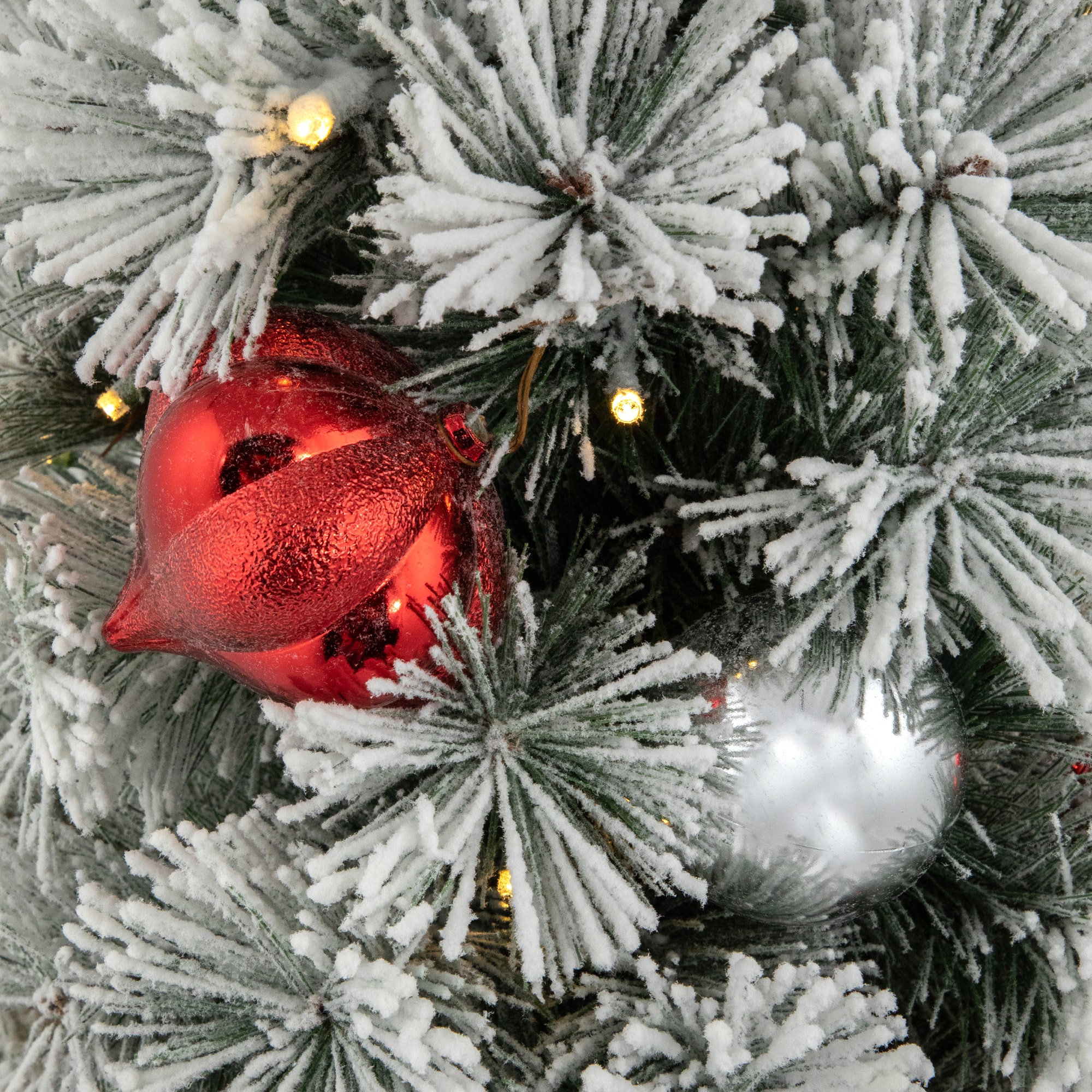 3ft. Pre-Lit Potted Snowy Bristle Pine Artificial Christmas Tree, Warm White LED Lights