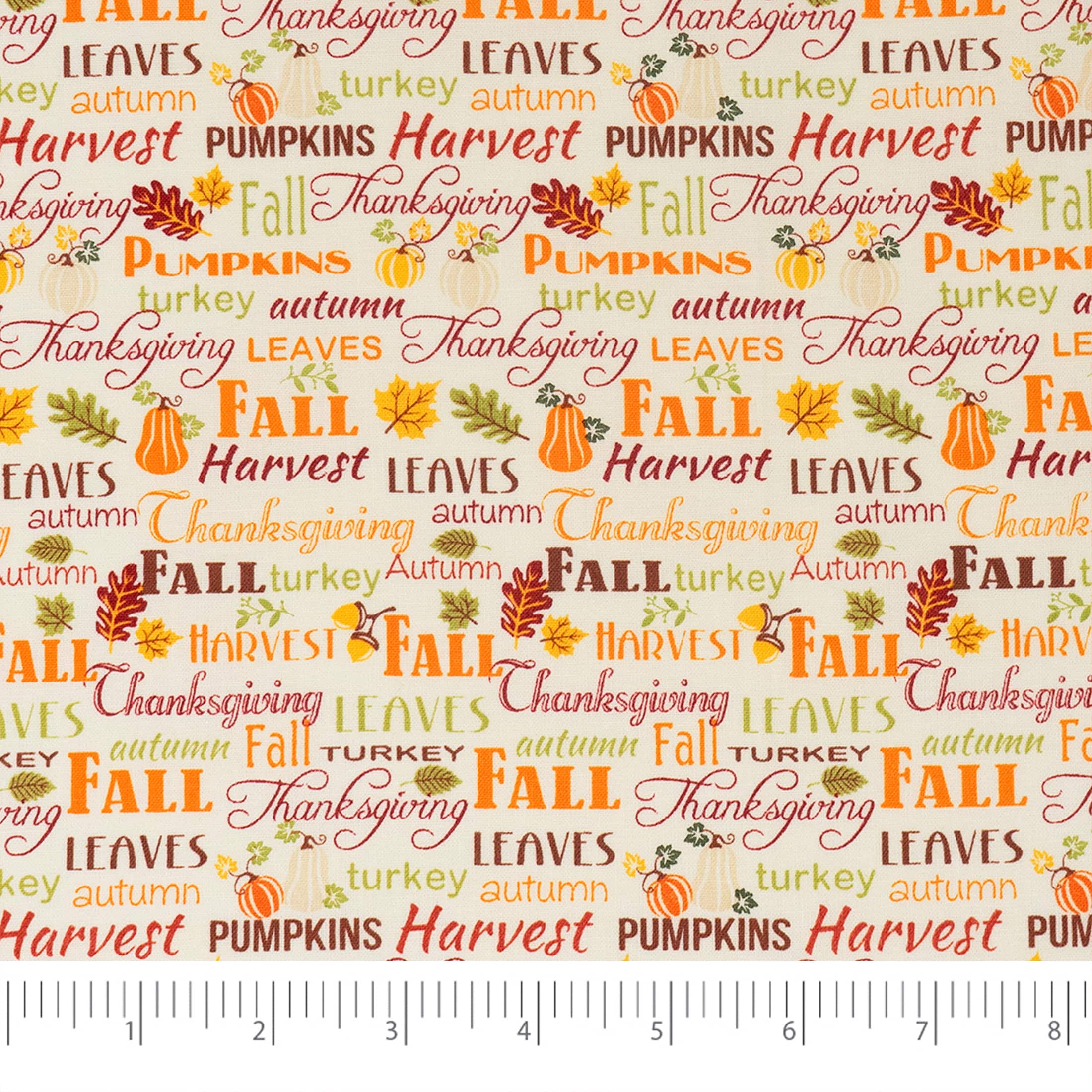 SINGER Fall Words Print Cotton Fabric