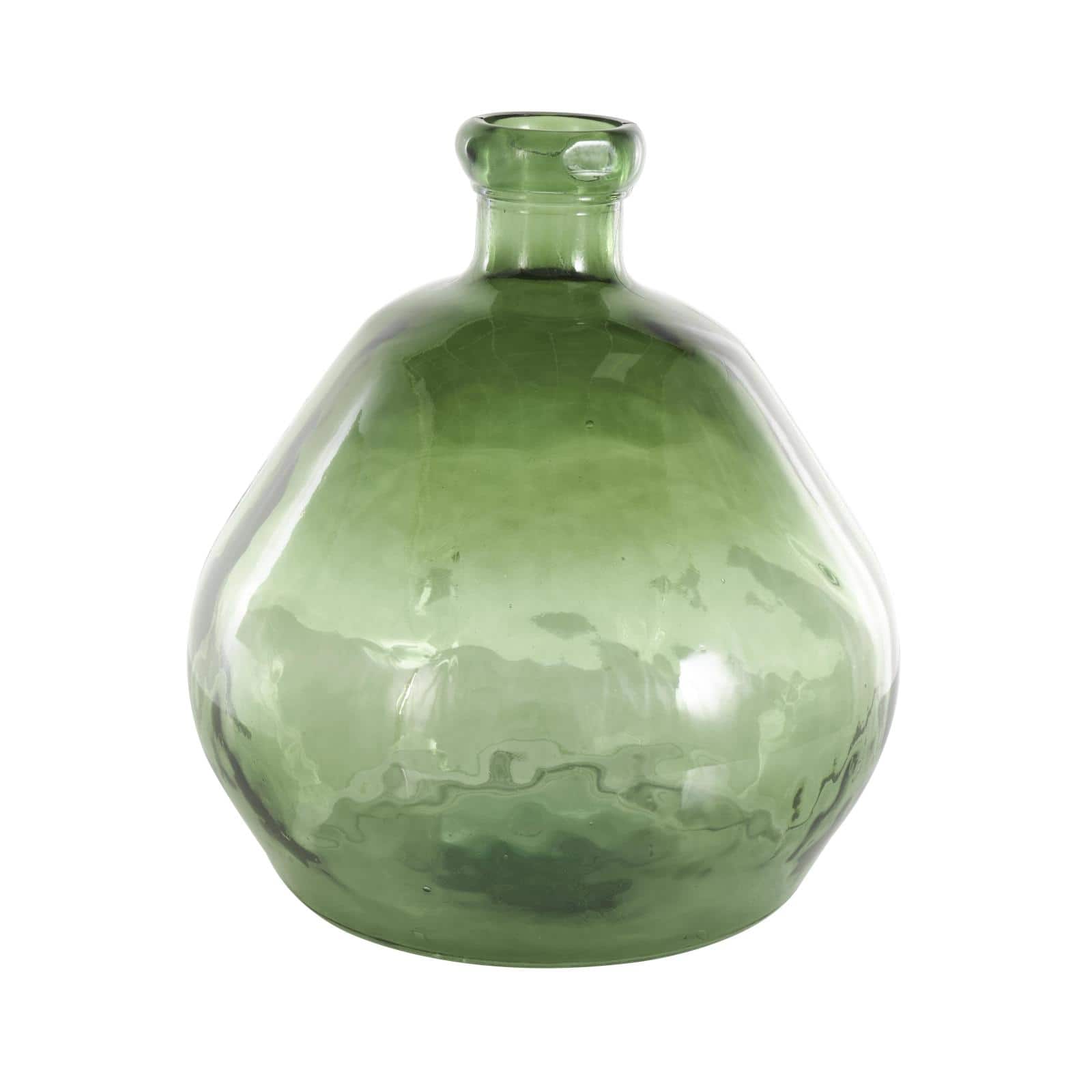 Green Recycled Glass Handmade Wide Ombre Spanish Bottle Vase