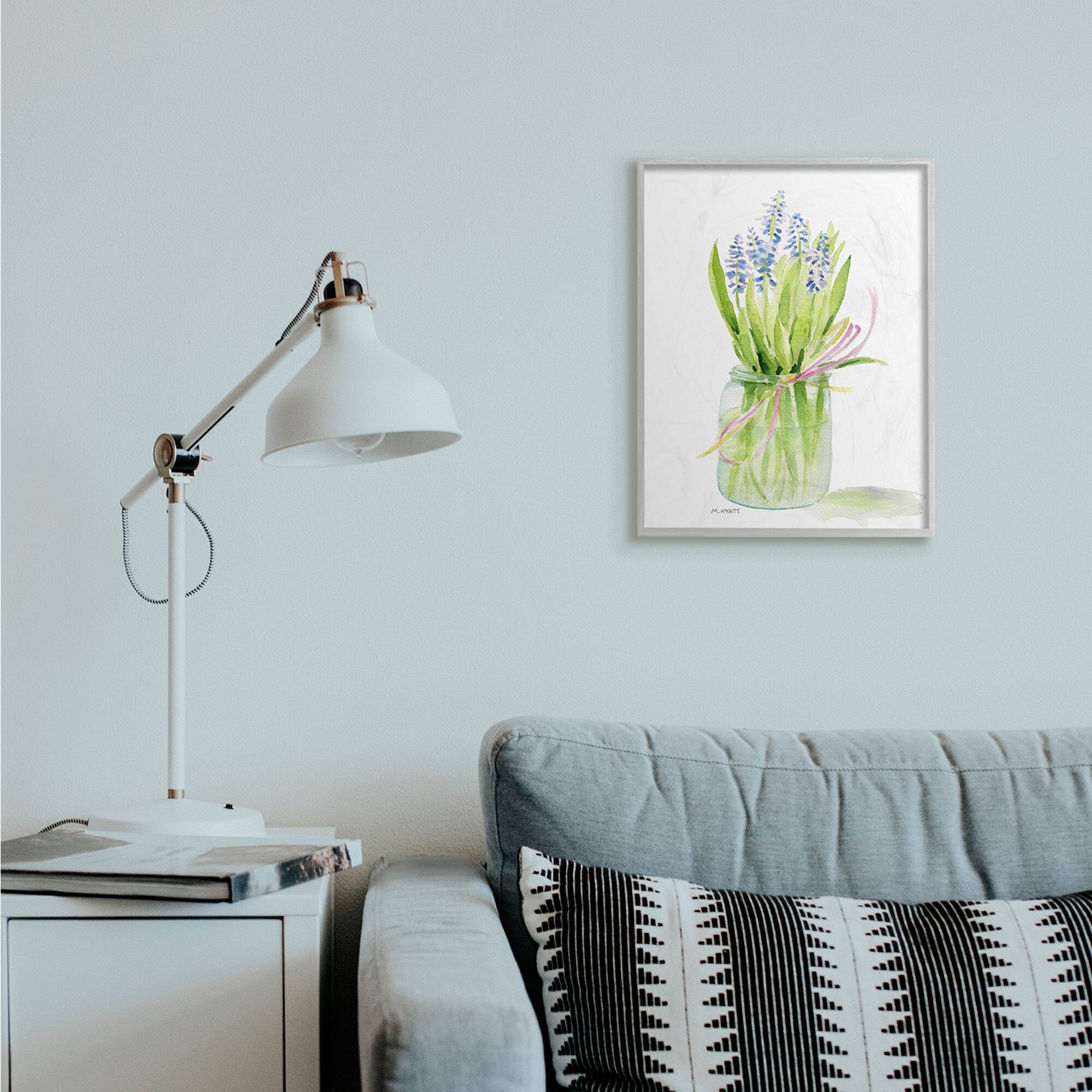 Stupell Industries Blue Hyacinth Flower Arrangement Wall Art in Frame