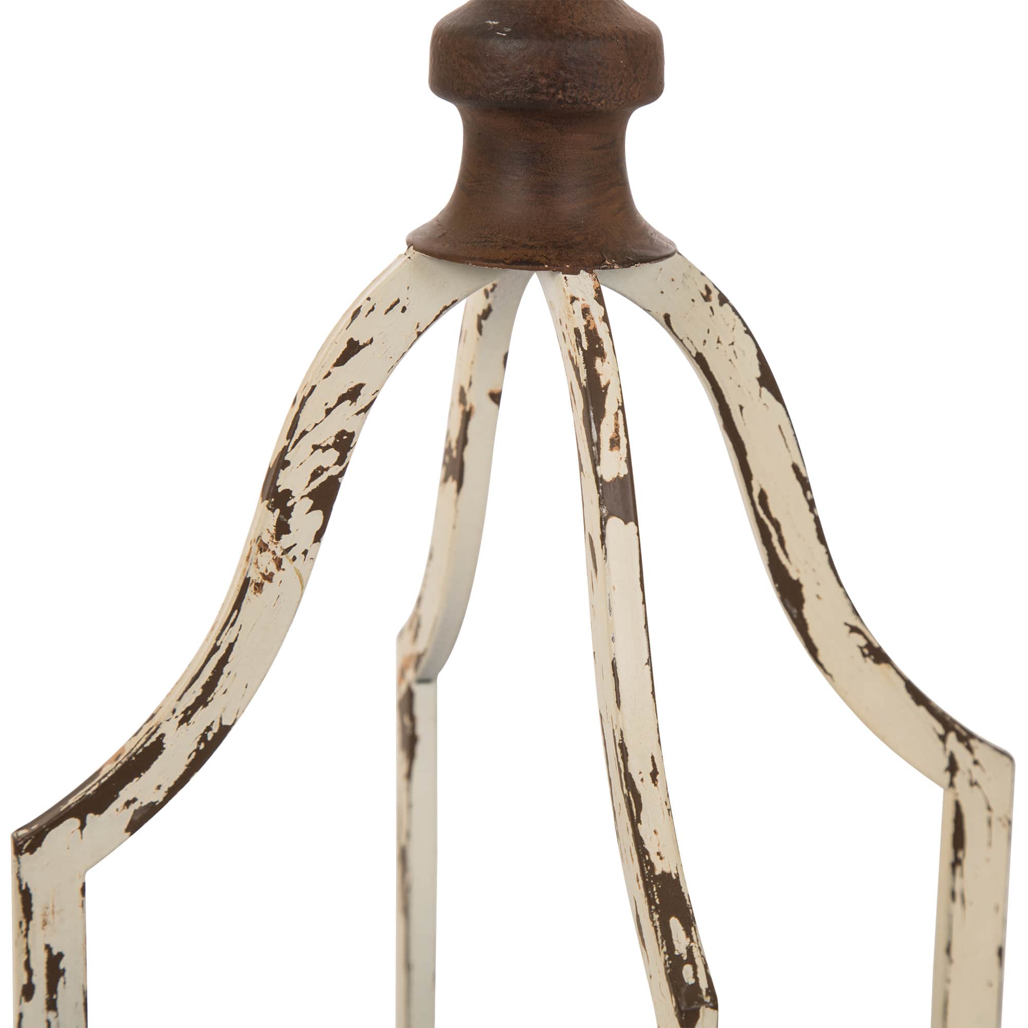 Modern Farmhouse White & Brown Metal Candle Lantern Set, 22" x 16.5"