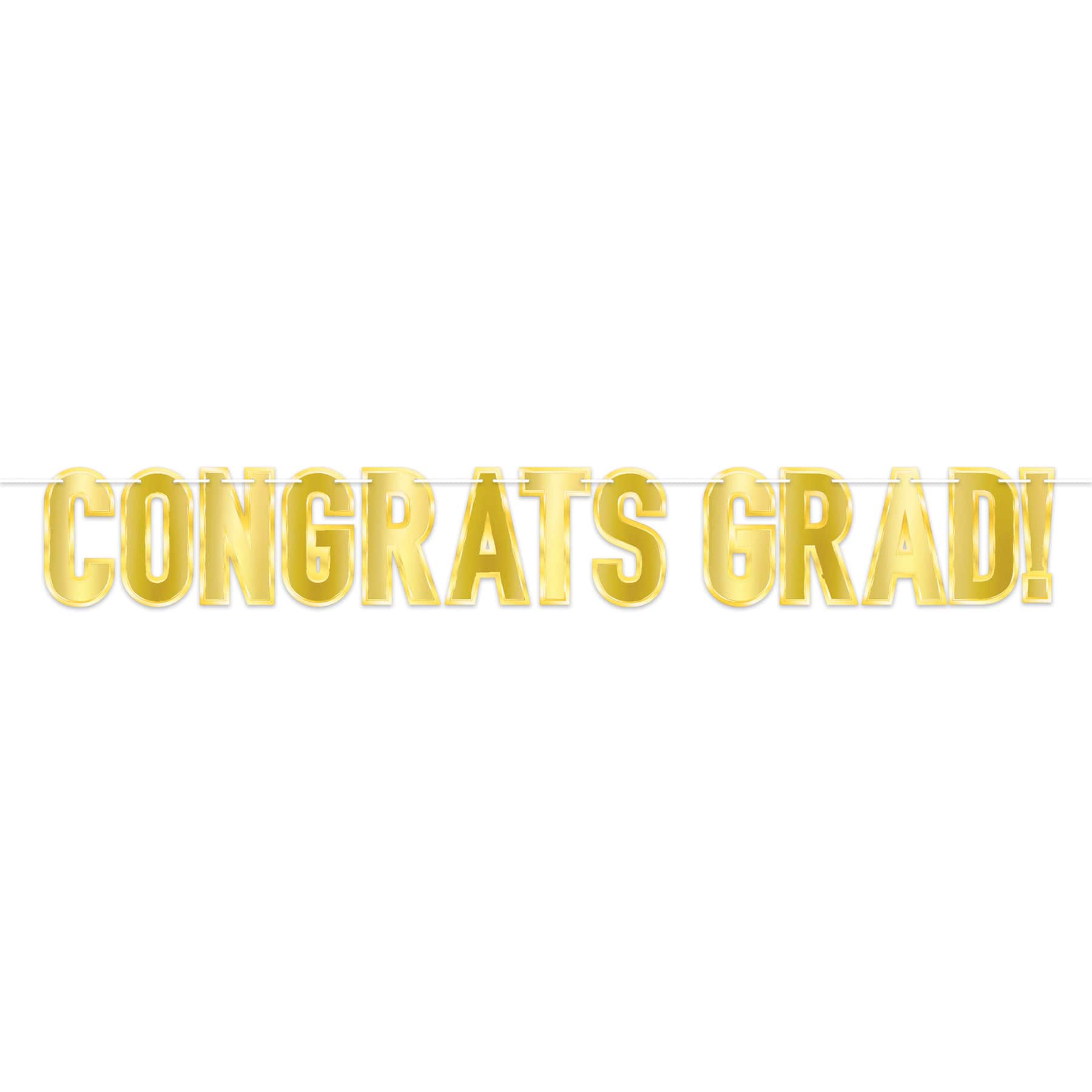 Beistle 5.25ft. Gold Foil Congrats Grad! Streamer