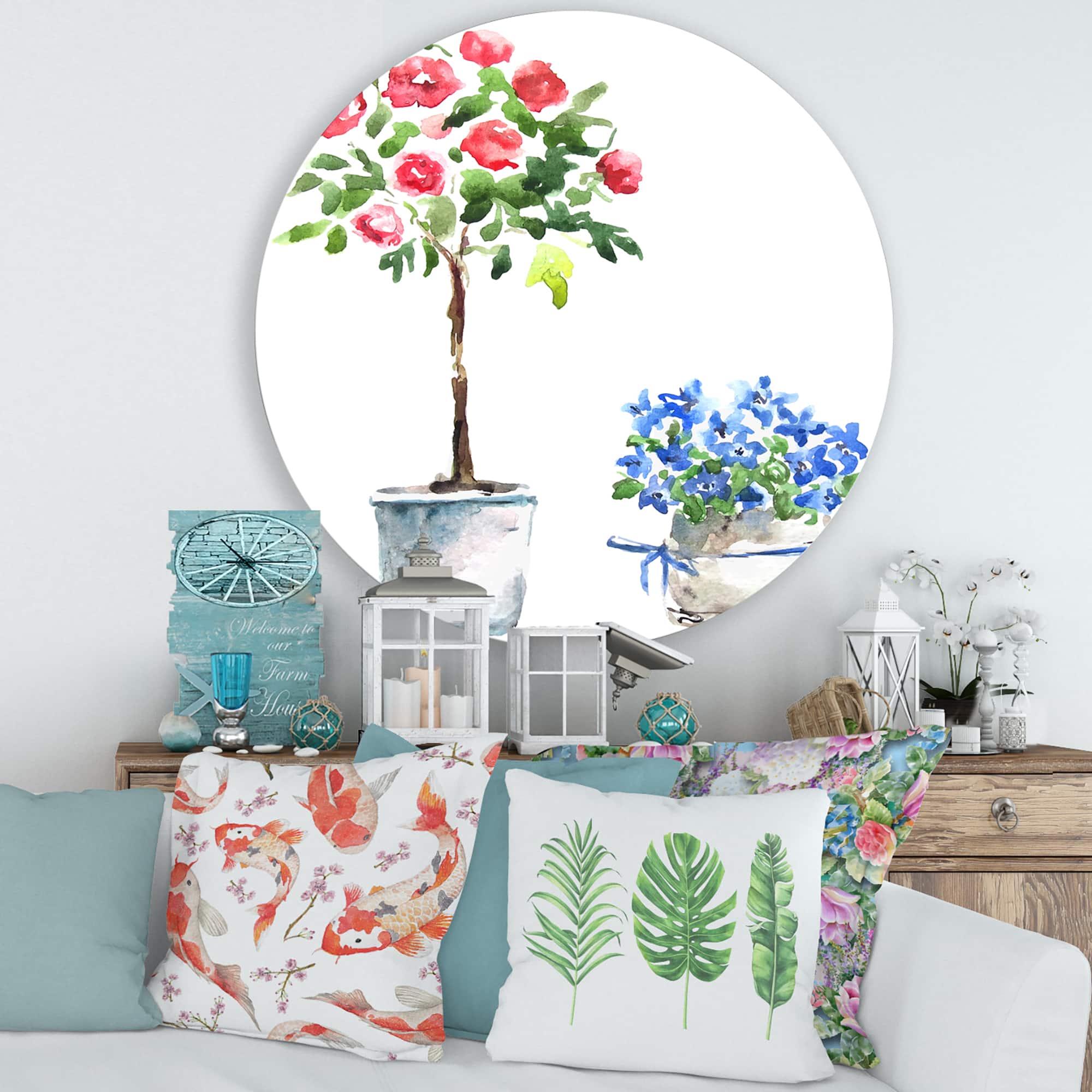 Designart - Blue and Red Houseplants