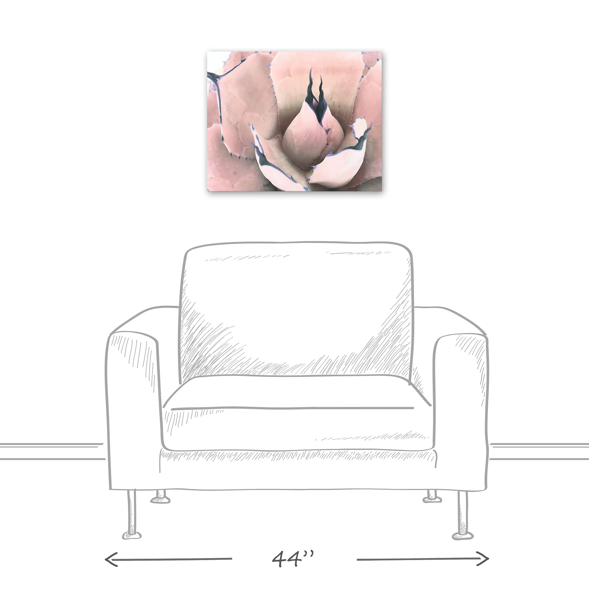 Pink Succulent 20" x 16" Canvas Wall Art