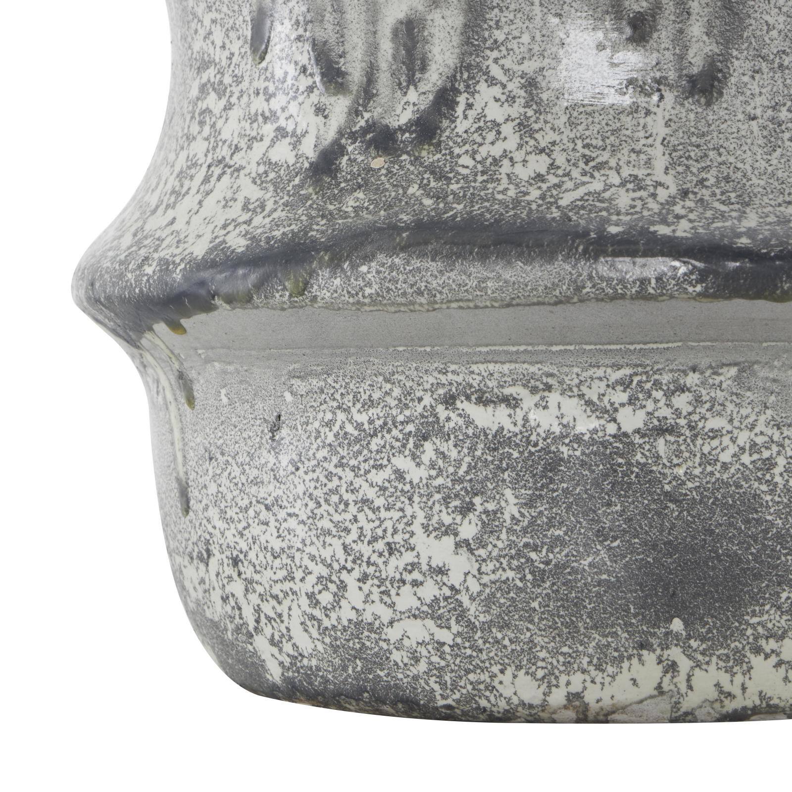 15" Light Gray Textured Paper Mache Fluted Vase with Ring Handle