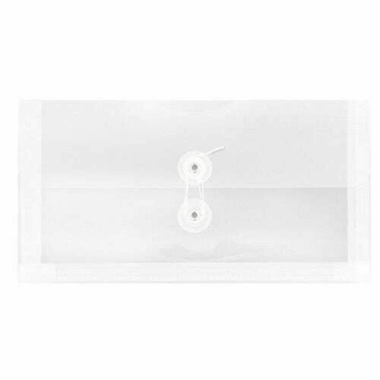 JAM Paper 5.25" x 10" Plastic #10 Business Envelope with Button and String Closure