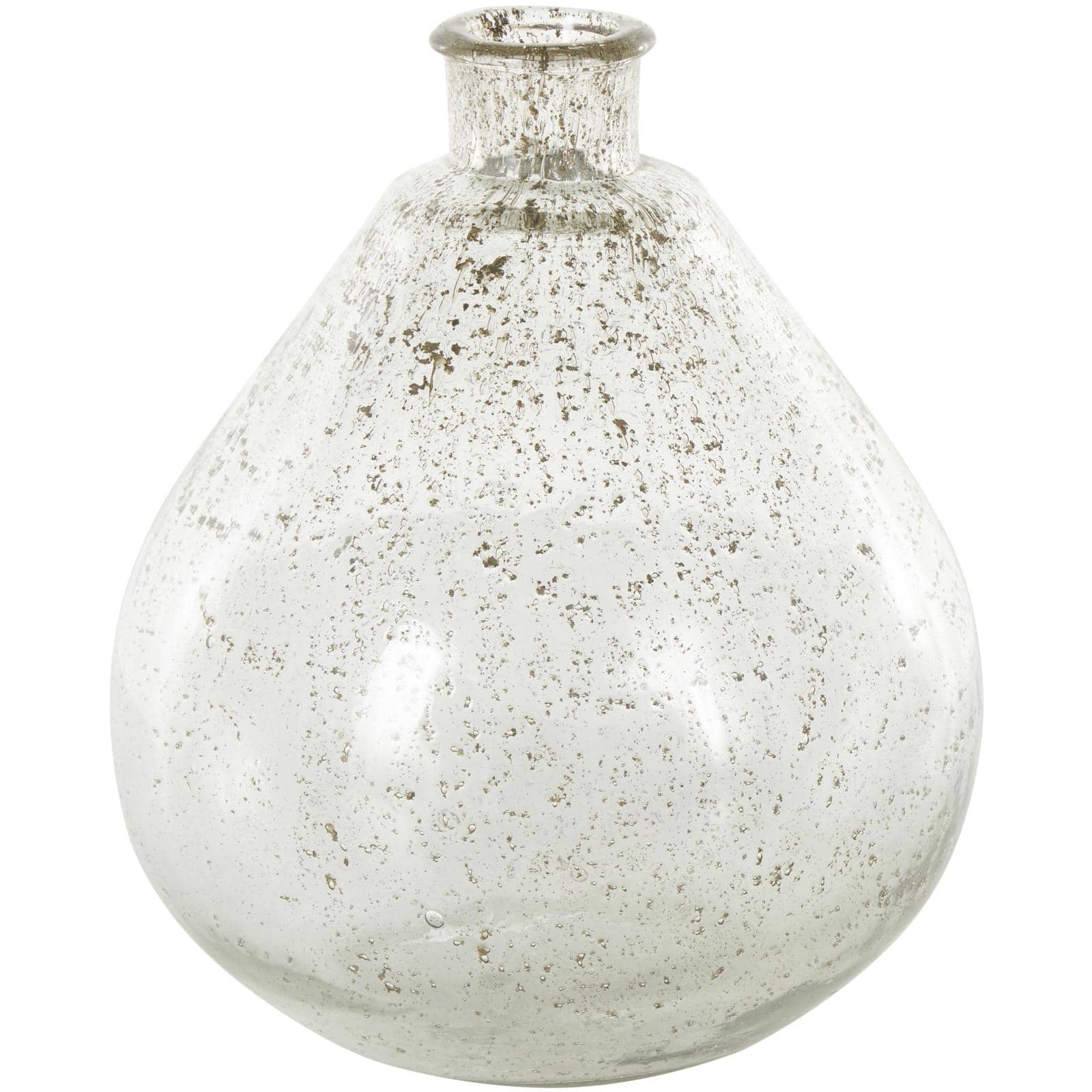 11" Clear Glass Speckled Vase with Brown Accents