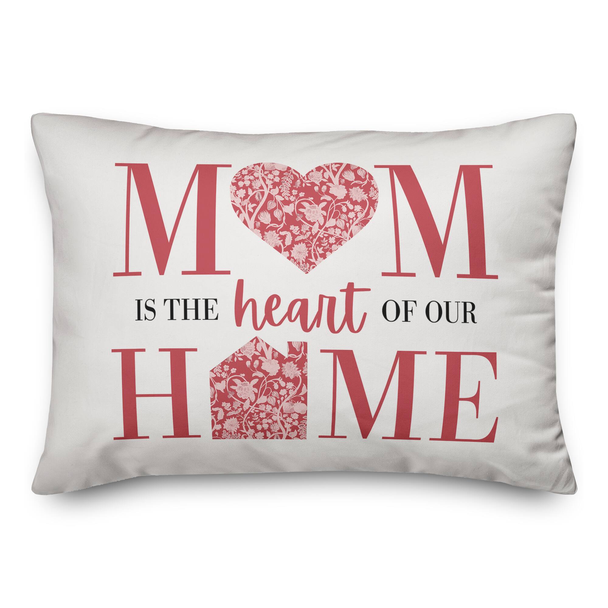 Mom is the Heart of our Home Lumbar Throw Pillow