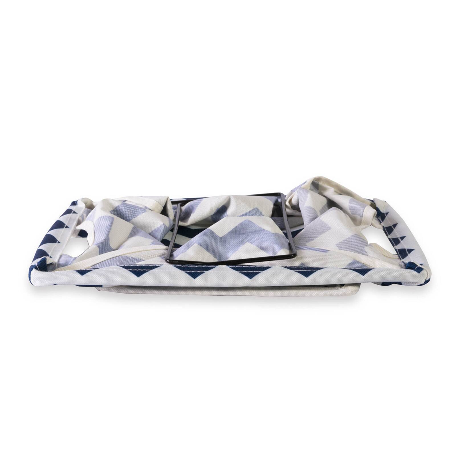 Nautical Blue Polyester Chevron Trapezoid Bin