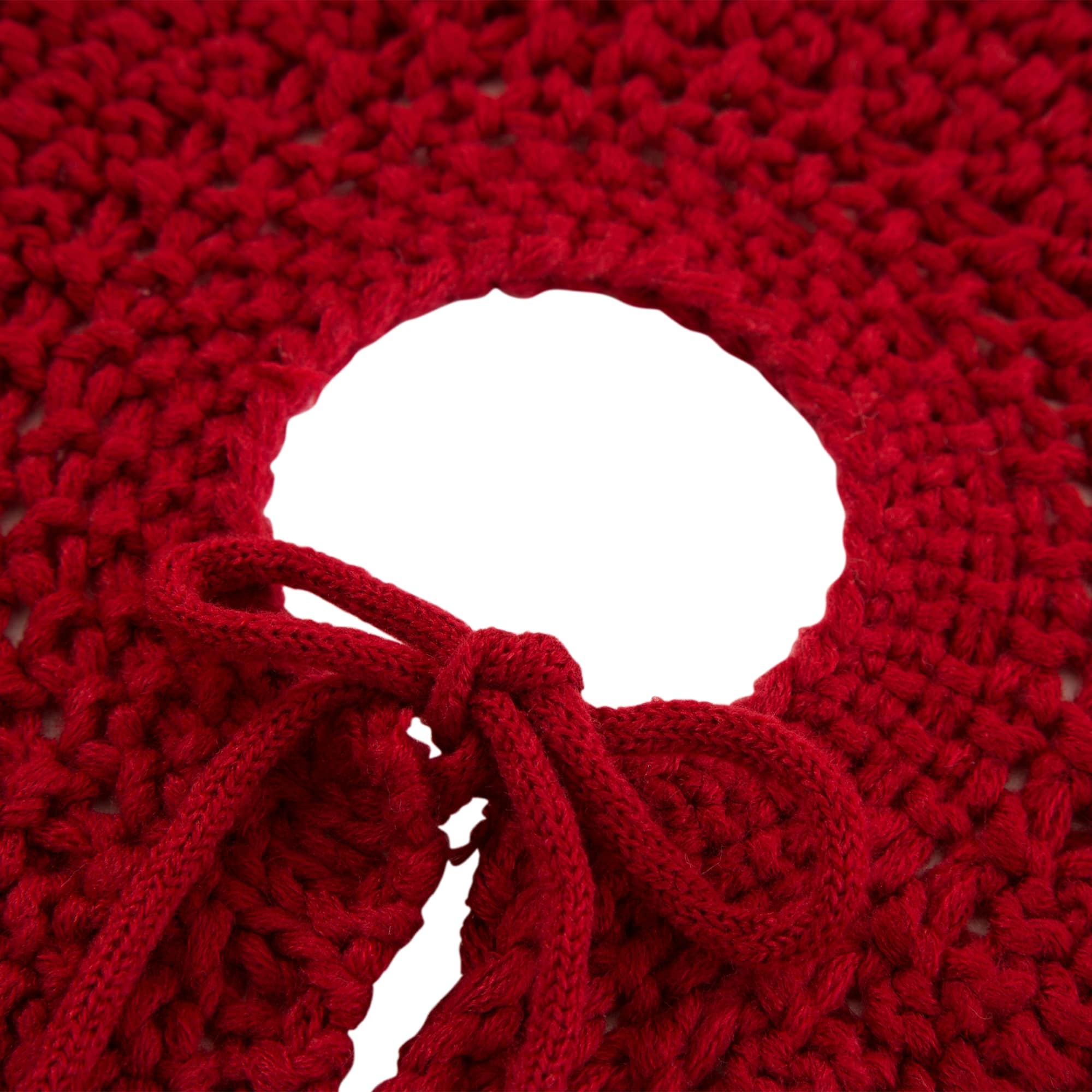 Glitzhome® 52" Red Knited Acrylic Christmas Tree Skirt