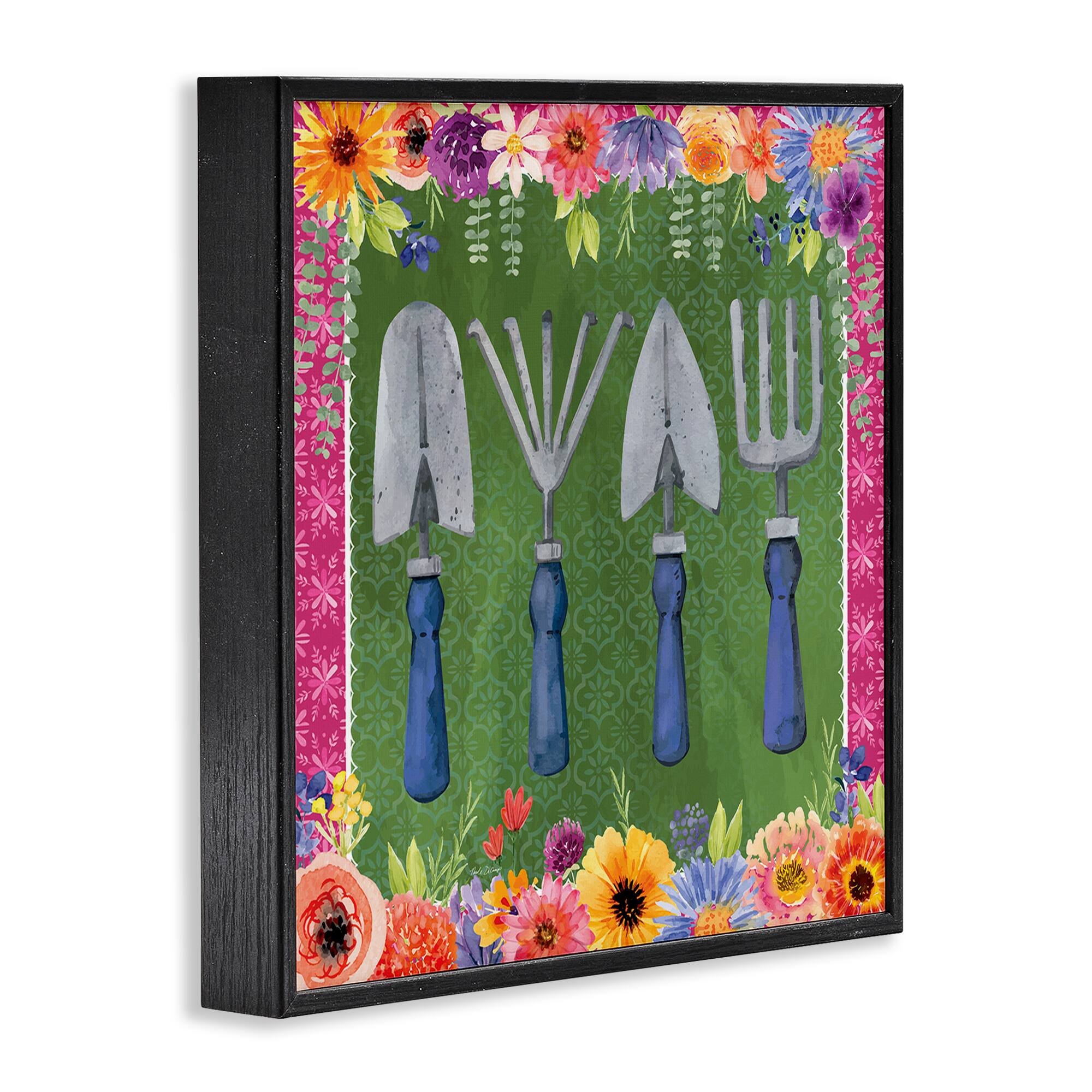 Stupell Industries Gardening Tools & Floral Border Frame Giclée Art