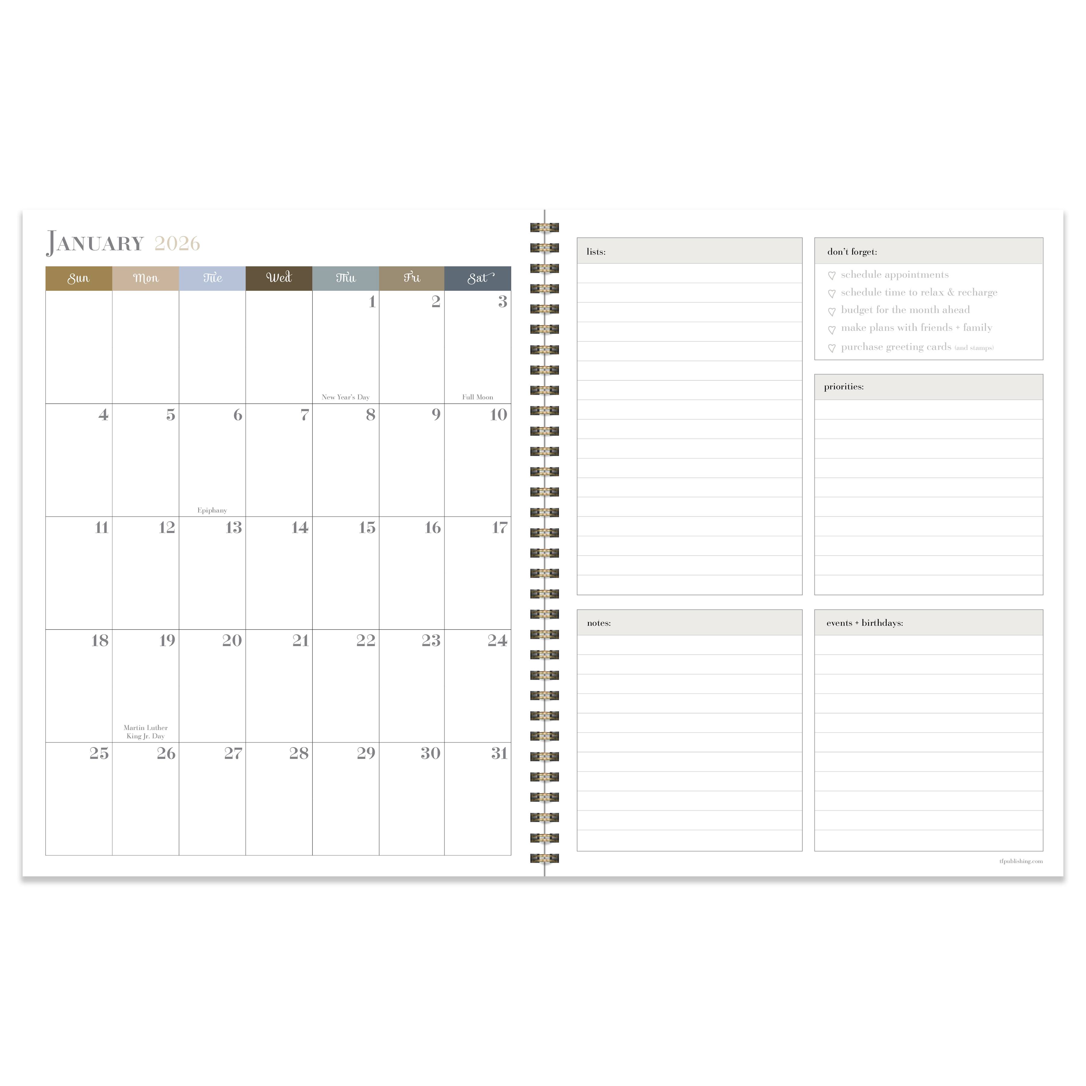 TF Publishing 2025-2026 Francophile Flower Large Weekly/Monthly Planner