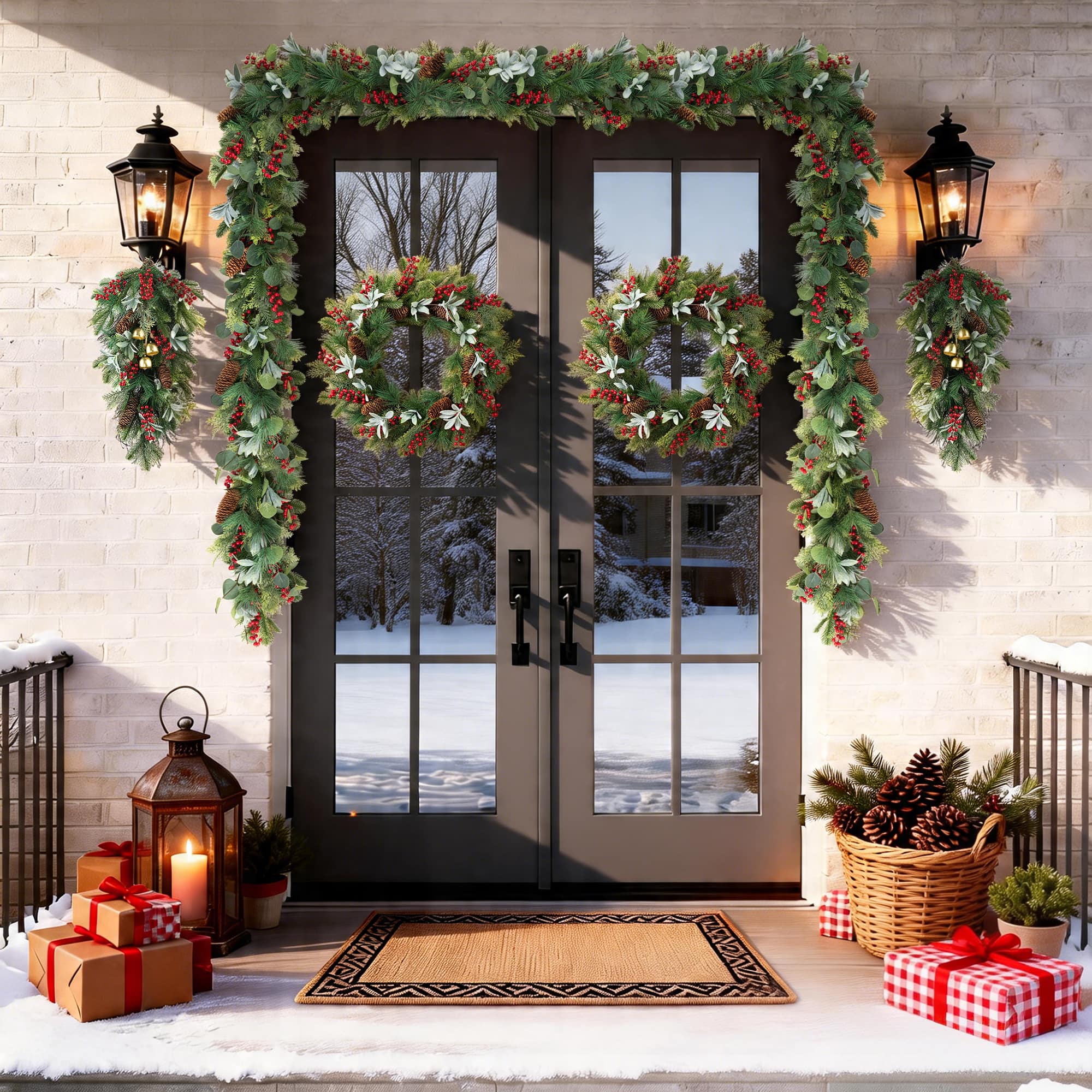 Glitzhome® 6ft. Christmas Berry & Pinecone Eucalyptus Garland