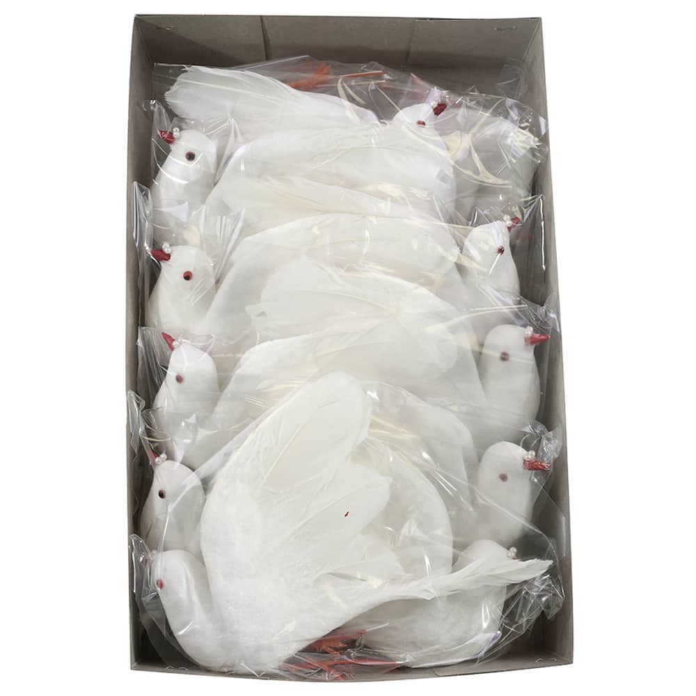 JAM Paper White 6" Sparkle Dove Floral Accessories, 12ct.