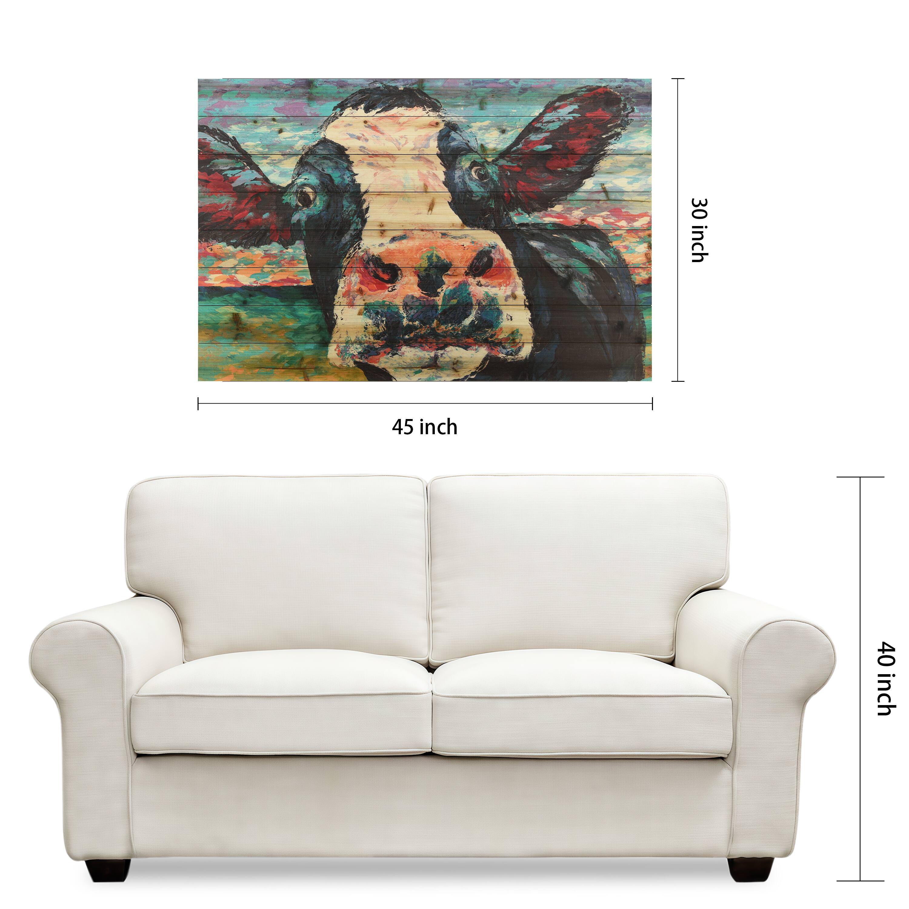 Empire Art Direct Arte de Legno 30" x 45" Curious Cow Wall Art