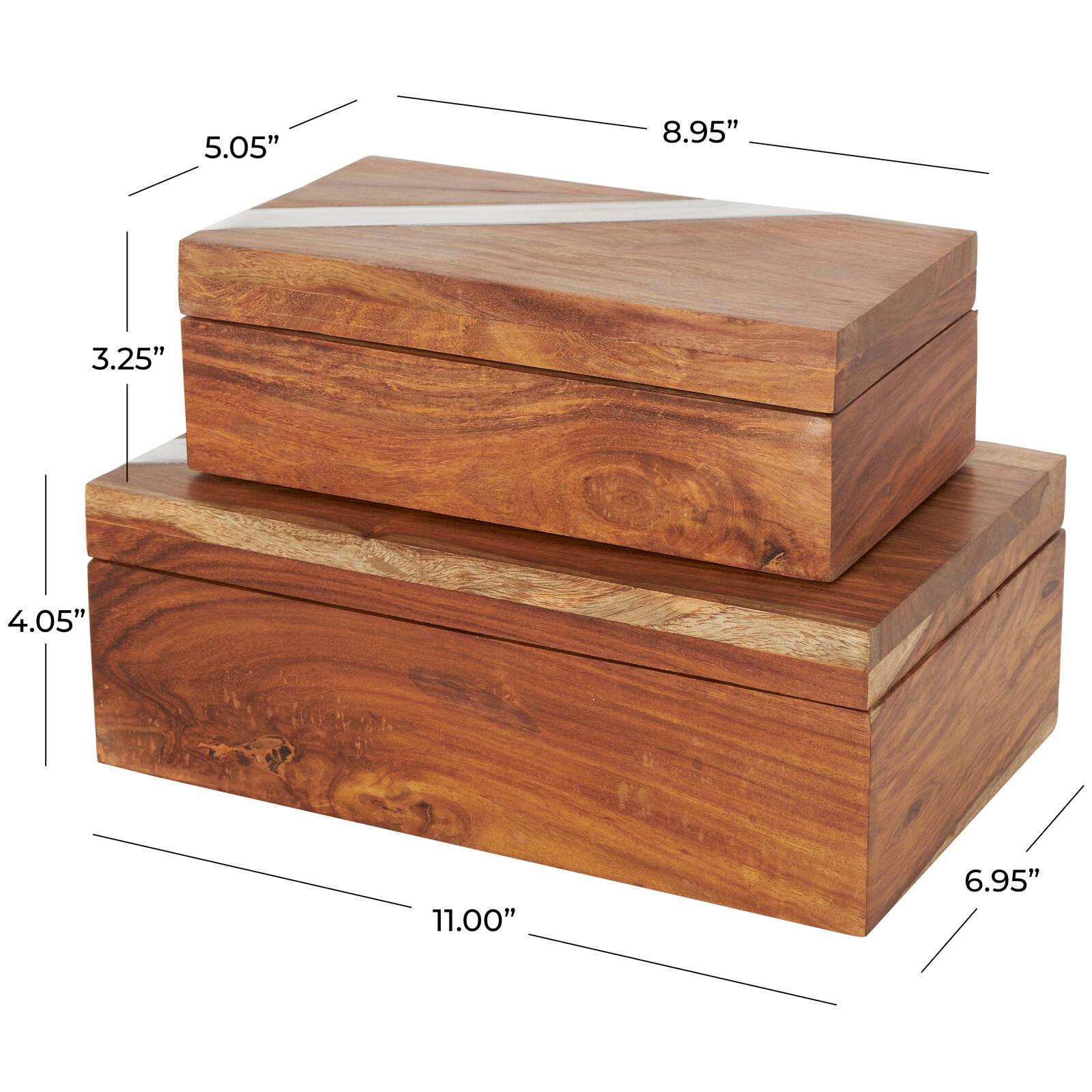 Brown Box Set with Silver Diagonal Stripes