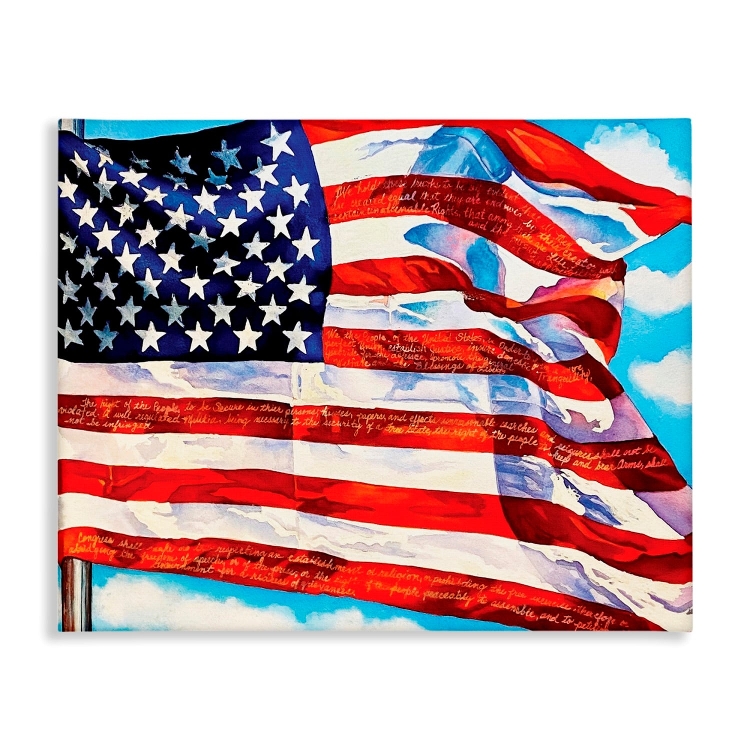 Stupell Industries Windblown American Flag Canvas Wall Art
