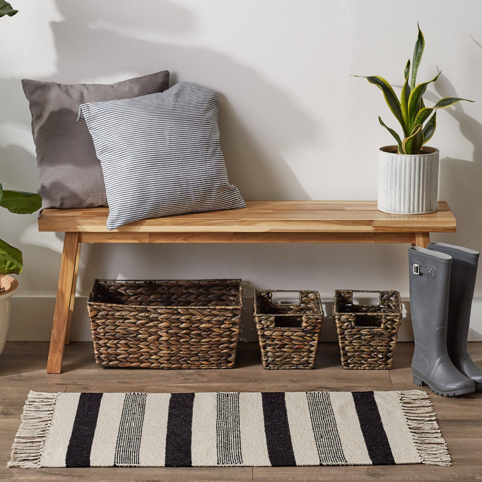 DII® Black Combo Stripe Hand-Loomed Rug, 2ft. x 3ft.