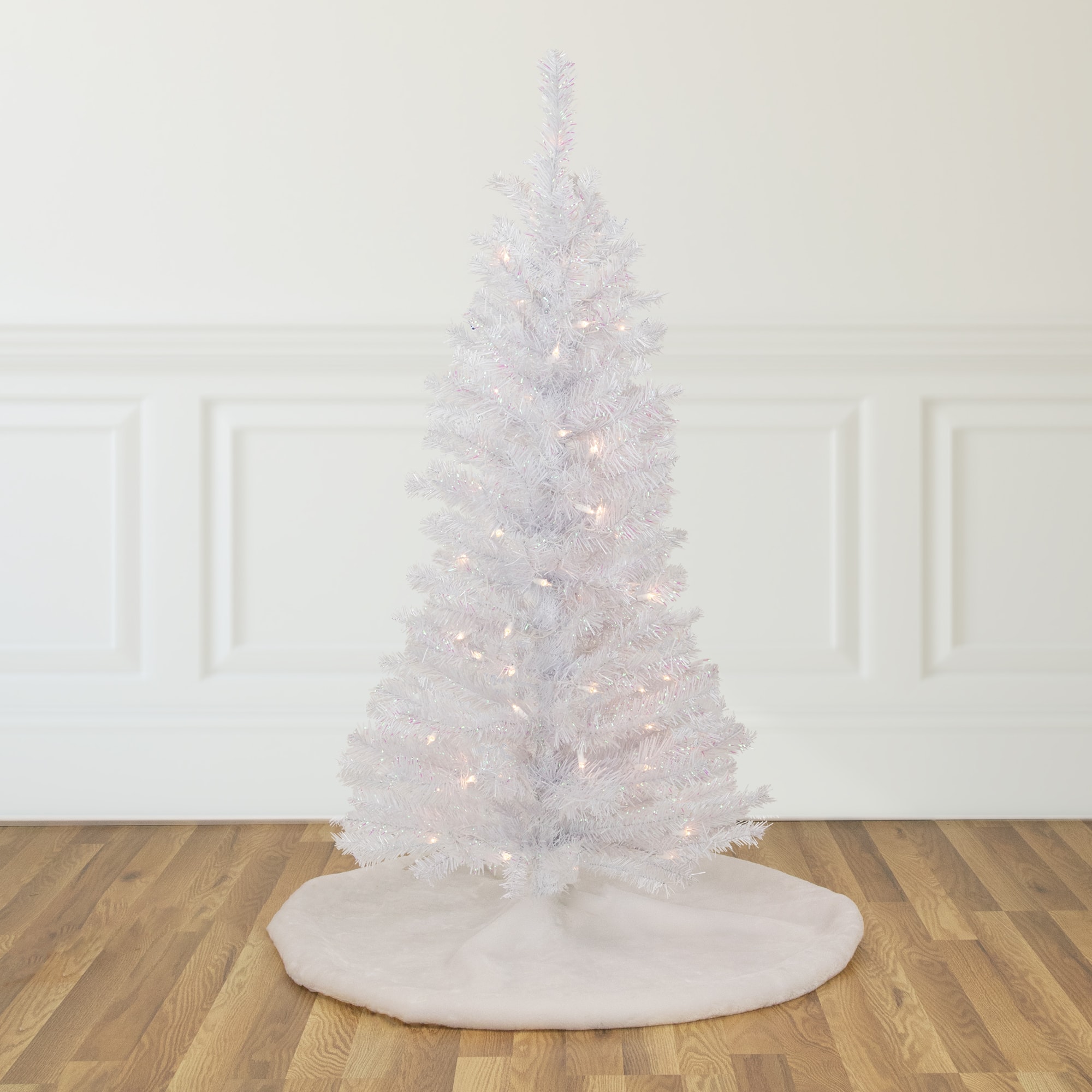 4ft. Pre-Lit White Rockport Pine Artificial Christmas Tree, Clear Lights