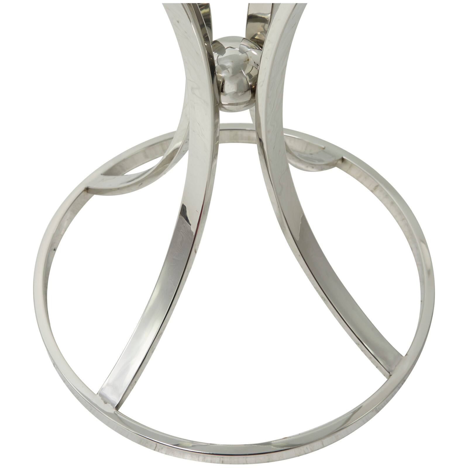 Silver Stainless Steel Contemporary Accent Table, 18" x 18" x 25"