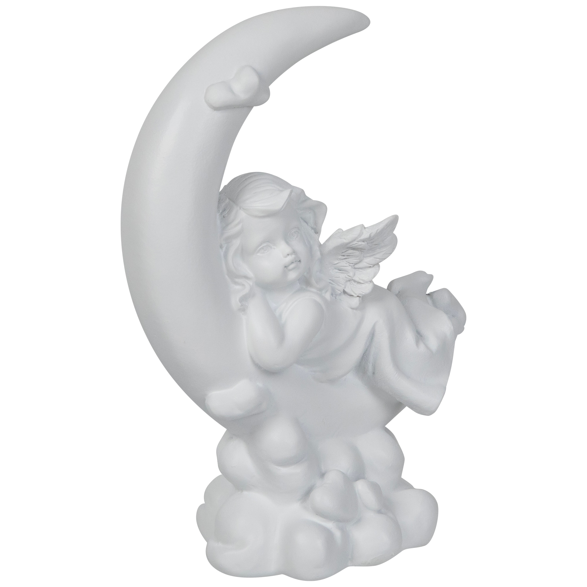 Girl Cherub Laying on Crescent Moon Statue - 7.25"
