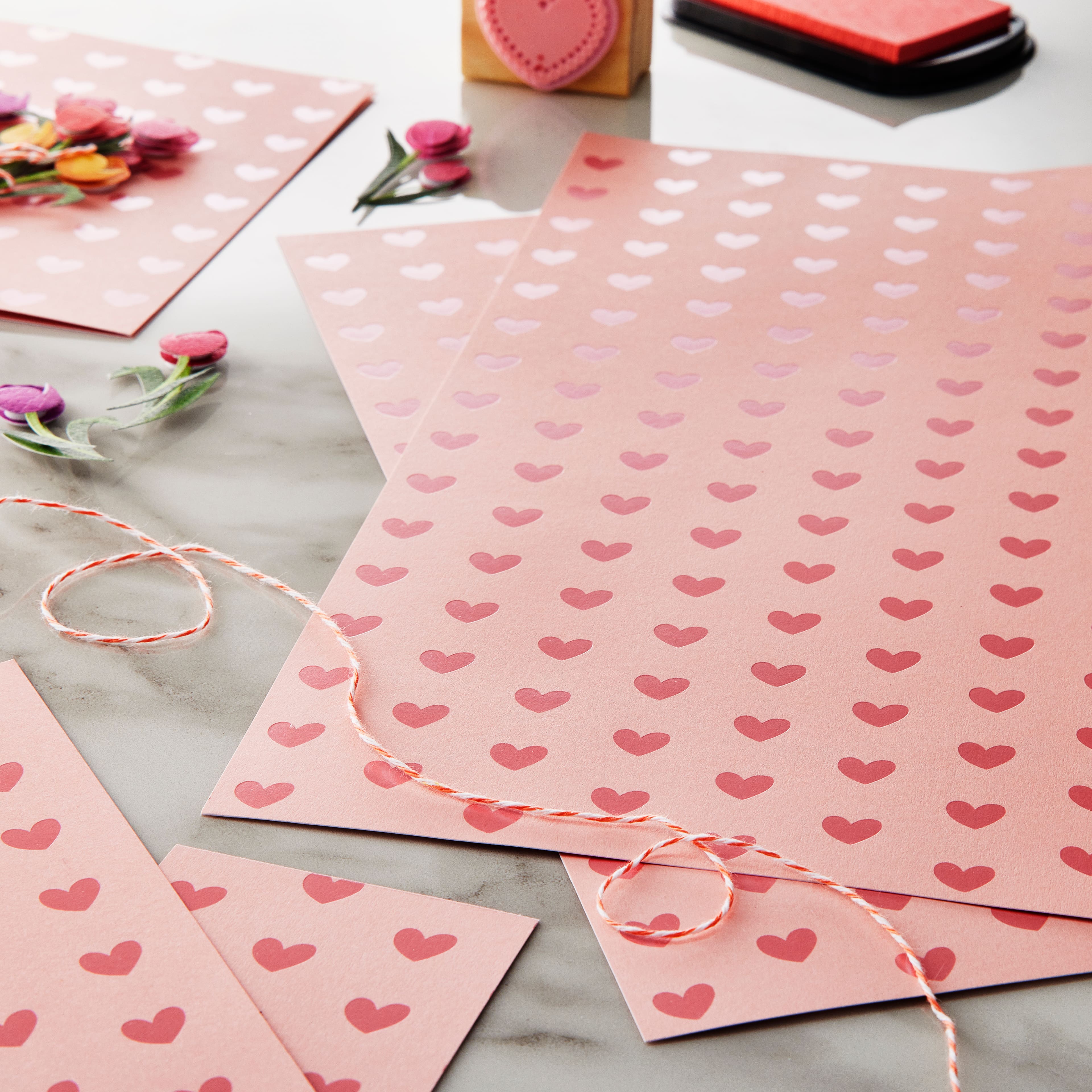 Pink Foil Heart Paper by Recollections®, 12" x 12"