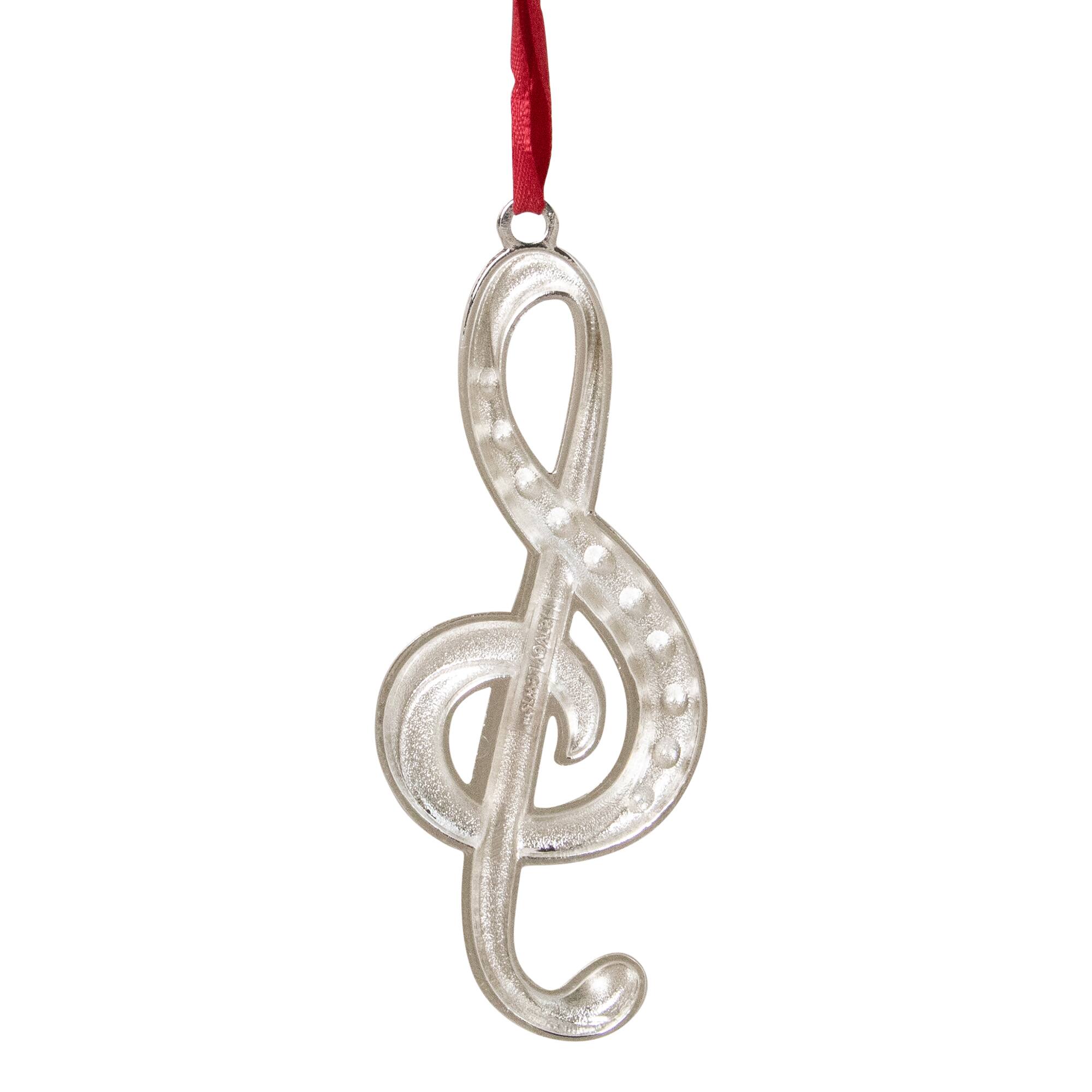 Silver Plated Clef Music Note Crystal Embellished Metal Ornament
