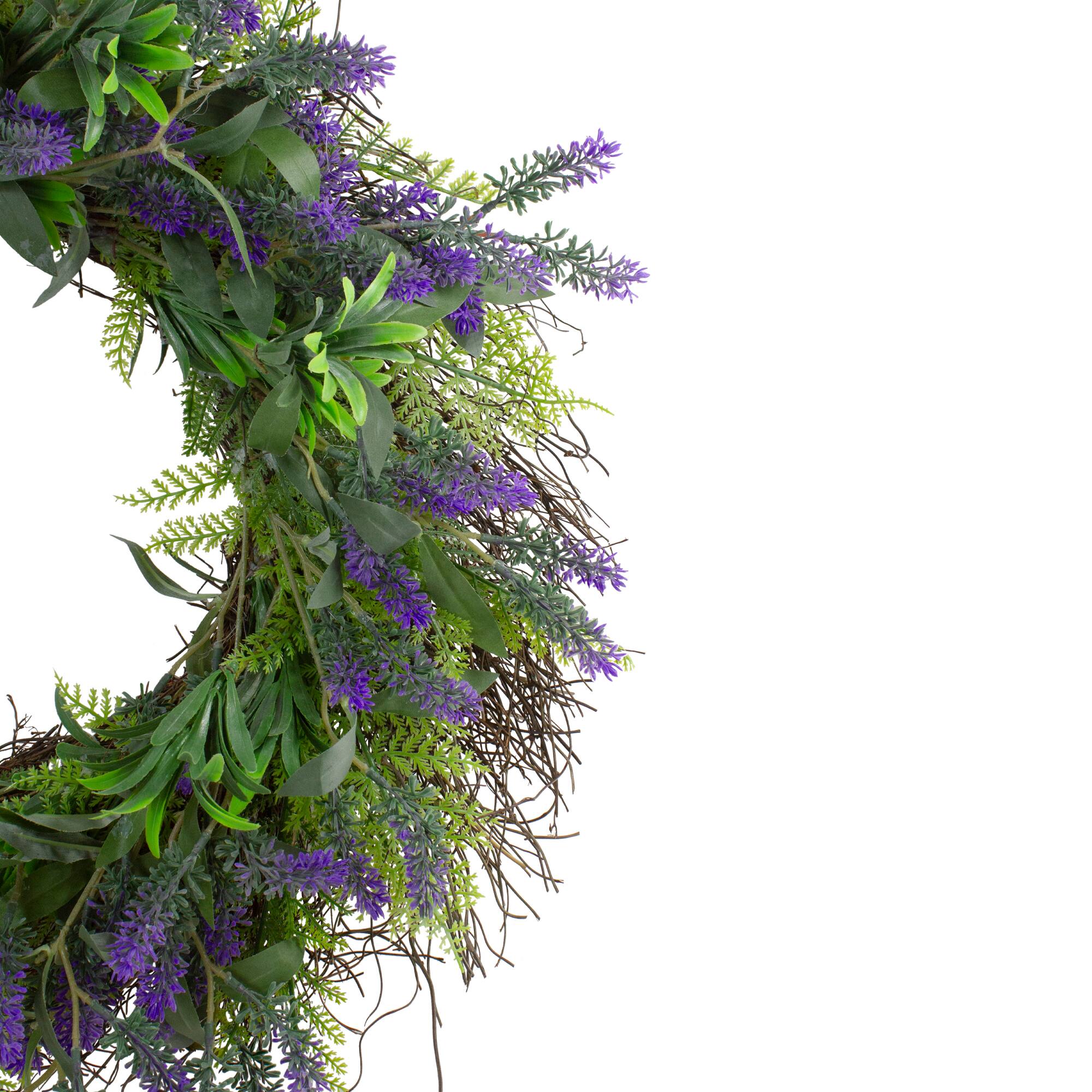 24" Purple Lavender & Spring Foliage Artificial Floral Wreath