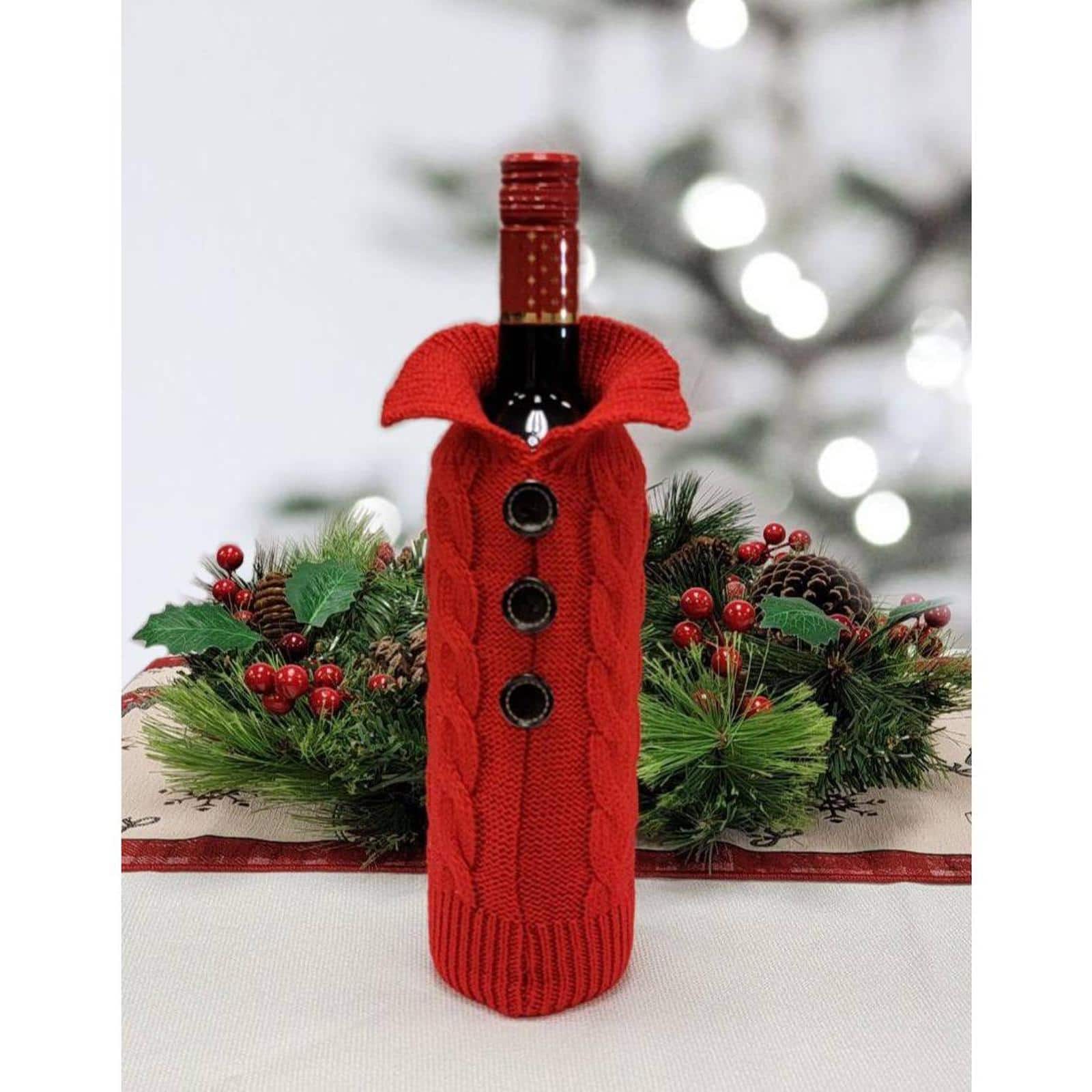 Wizardi 8.27" x 11.69" Red Christmas Bottle Cover