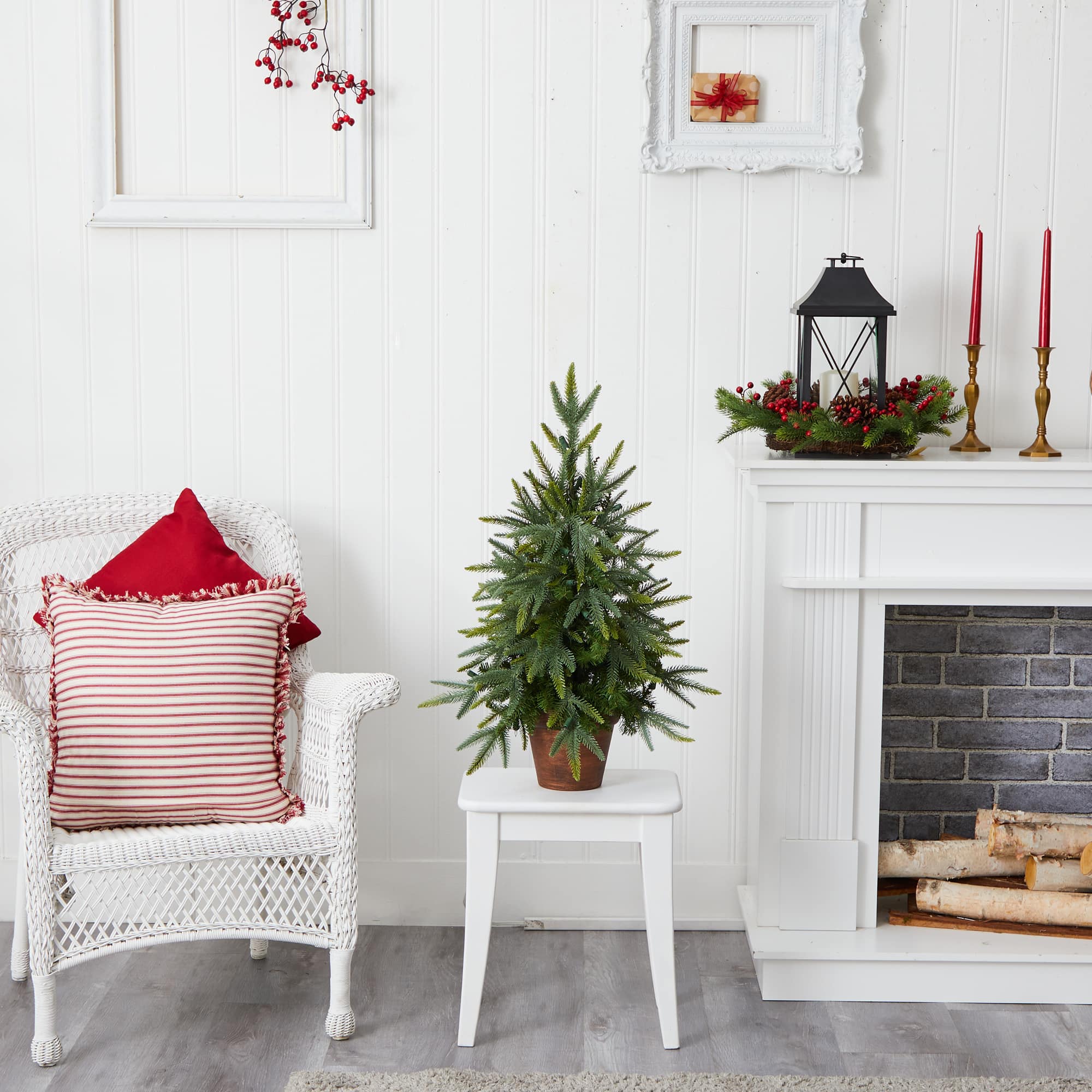 2.5ft. Pre-Lit Christmas Tree with Planter, Clear Lights